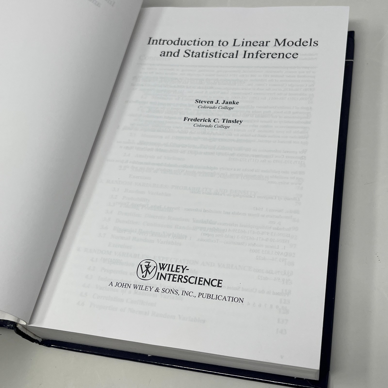 Introduction to Linear Models and Statistical Inference – Steven J. Janke HC