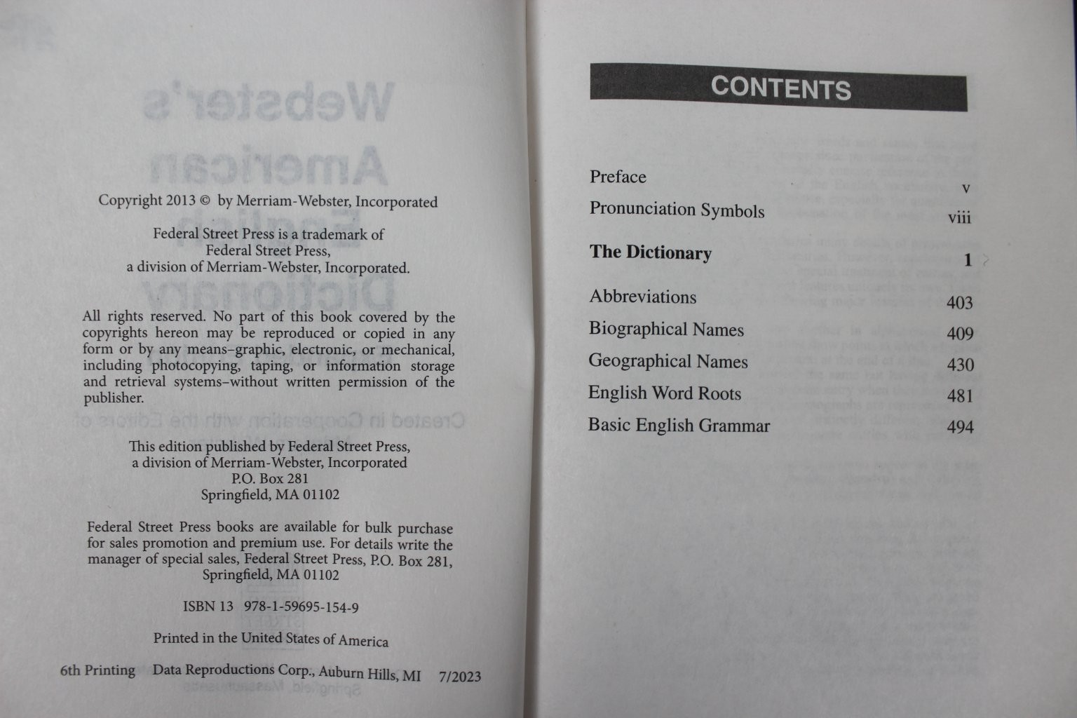 Webster’s American English Dictionary Merriam-Webster 2013 Expanded Edition VG