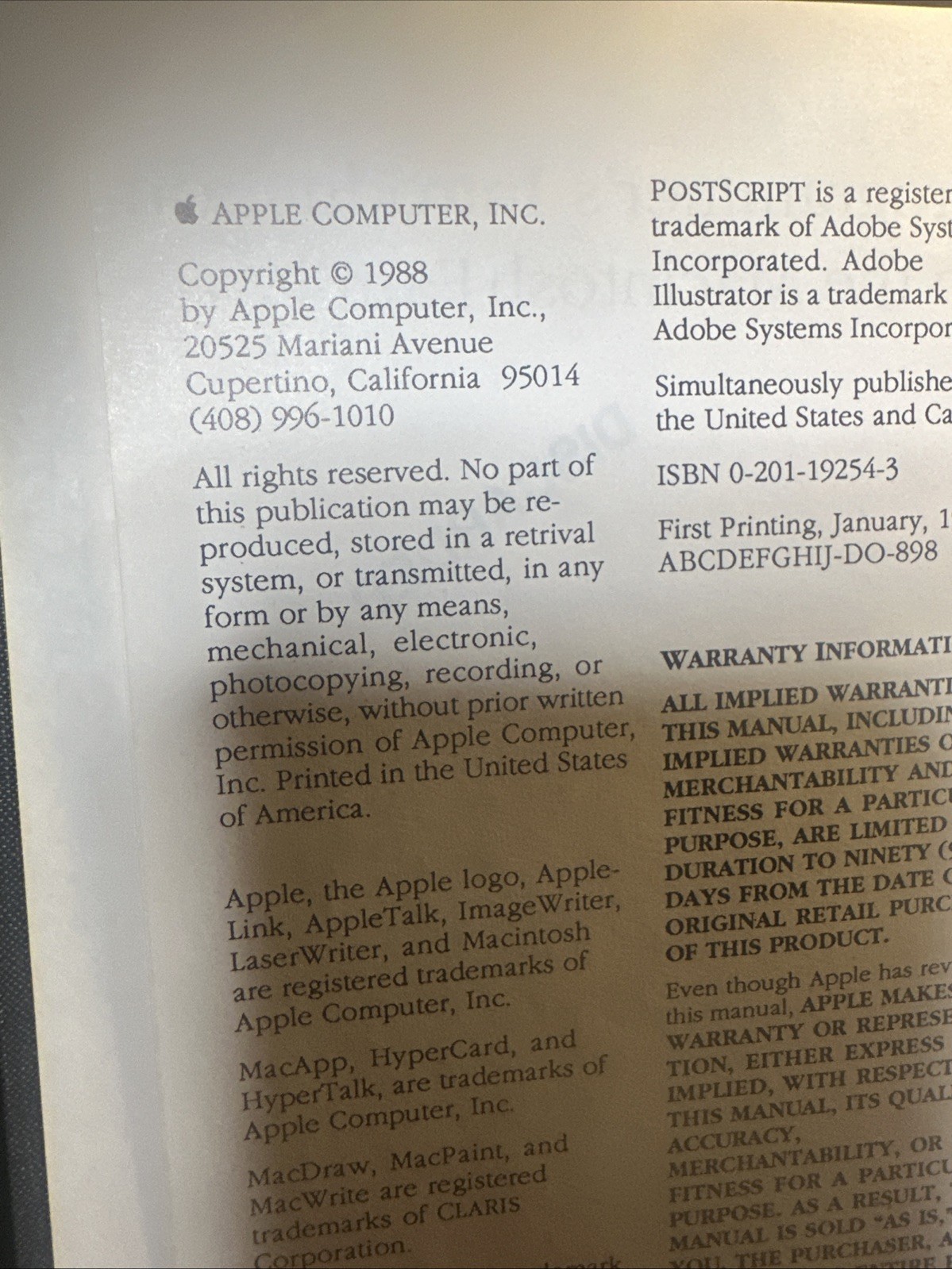 Macintosh Programmer’s Introduction to the Macintosh Family 1988 Hardcover