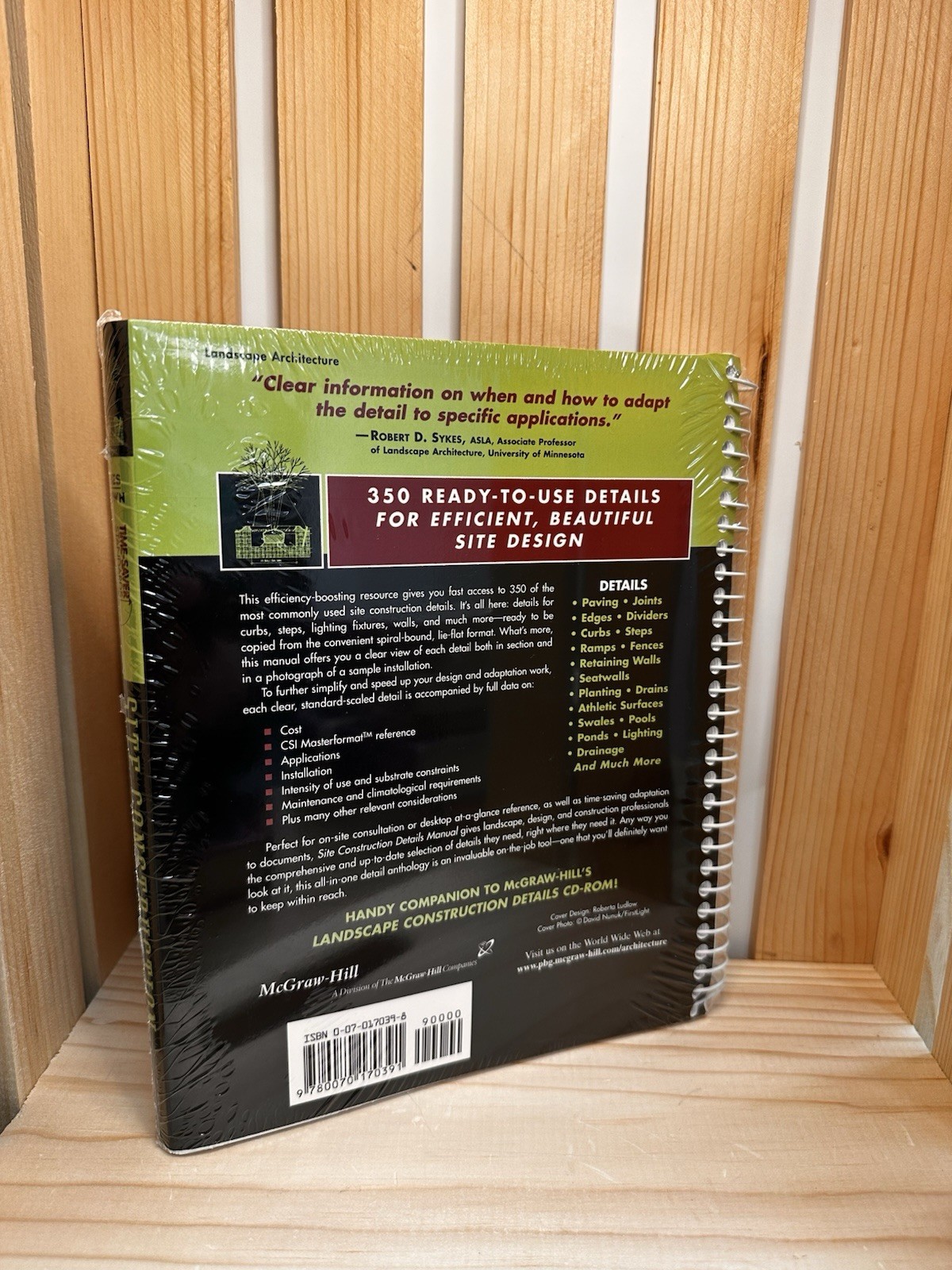 Time-Saver Standards Site Construction Details Manual by Kyle D. Brown- SEALED