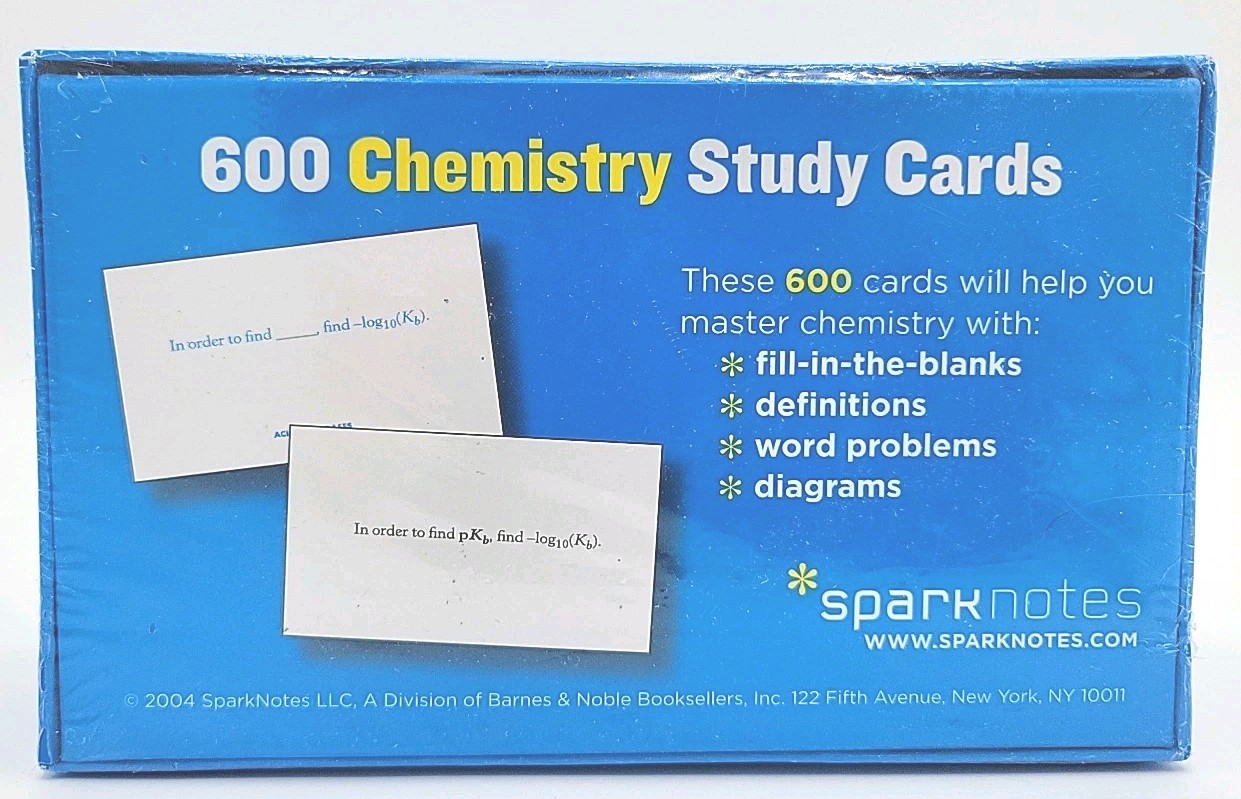 NEW SparkNotes Chemistry Study Cards 600 Flashcards Homeschool Study Aids Sealed