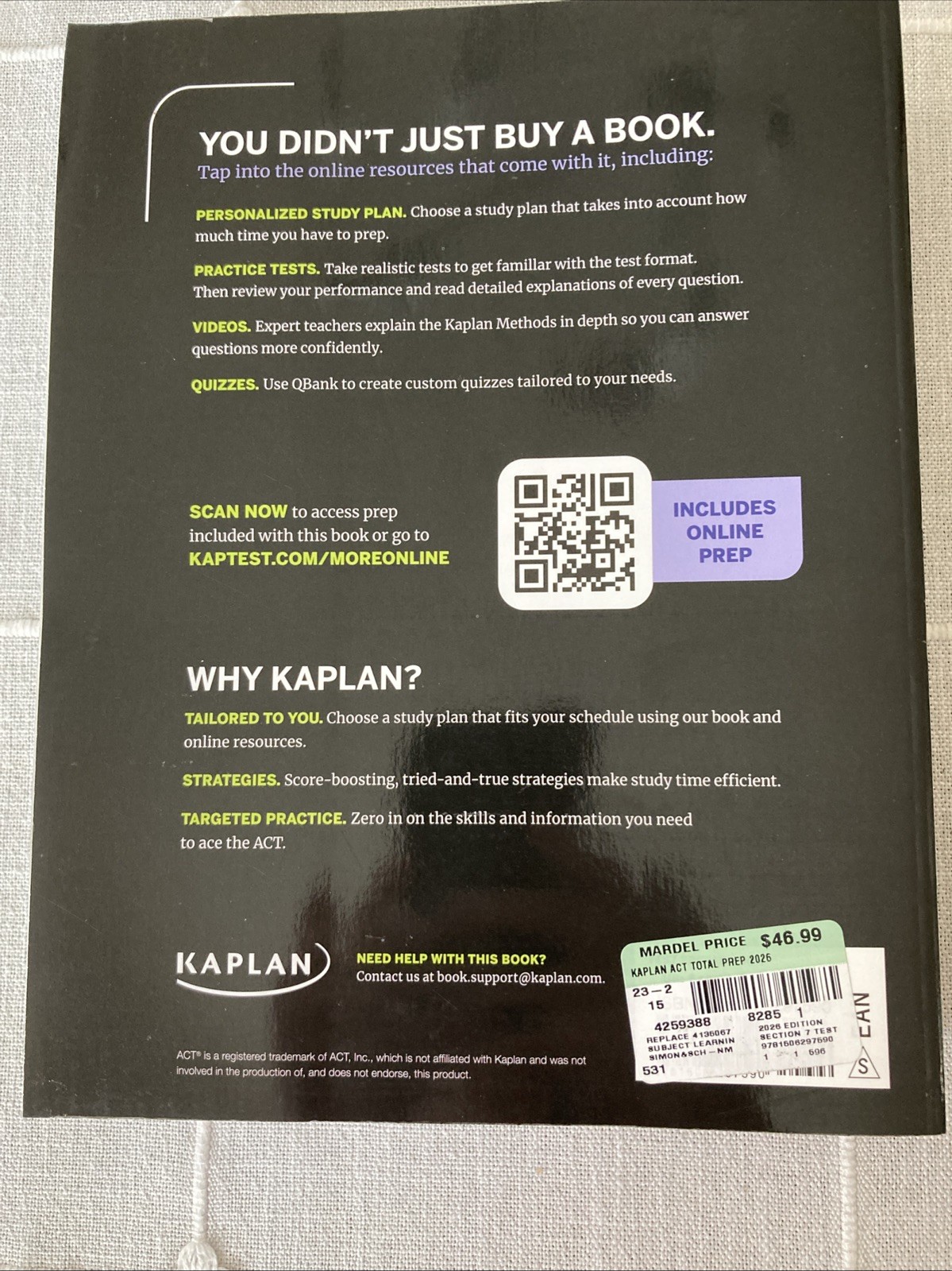 ACT TOTAL PREP 2026 Kaplan Test Prep (COR) 2000+ Questions 6 Practice Tests +