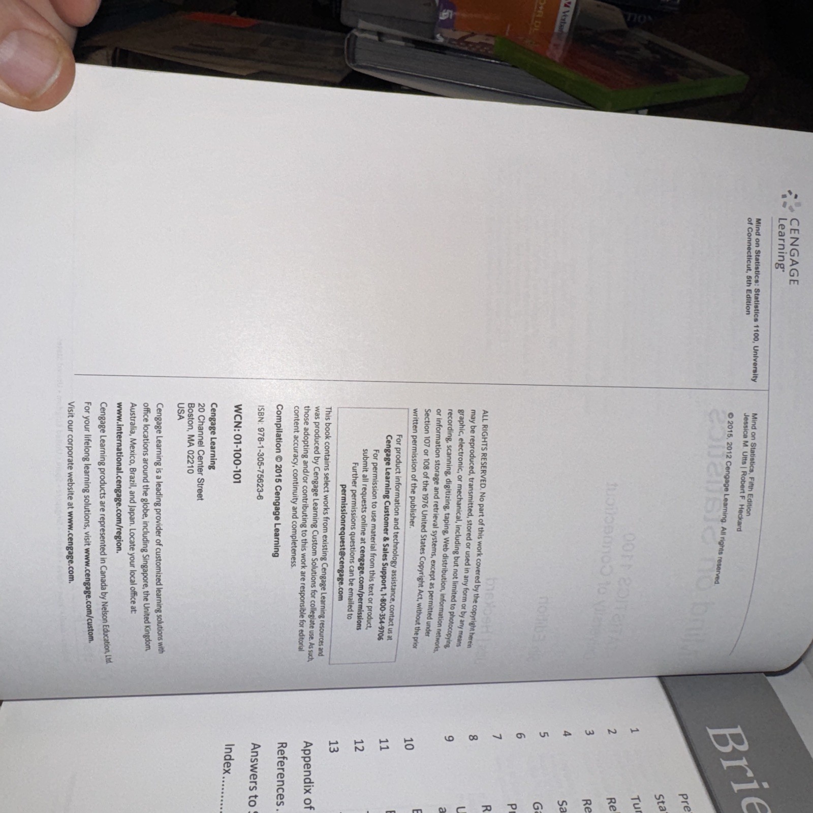 Mind on Statistics 1100 by Heckard & Utts 5th Ed. 2015 Softcover UConn Edition