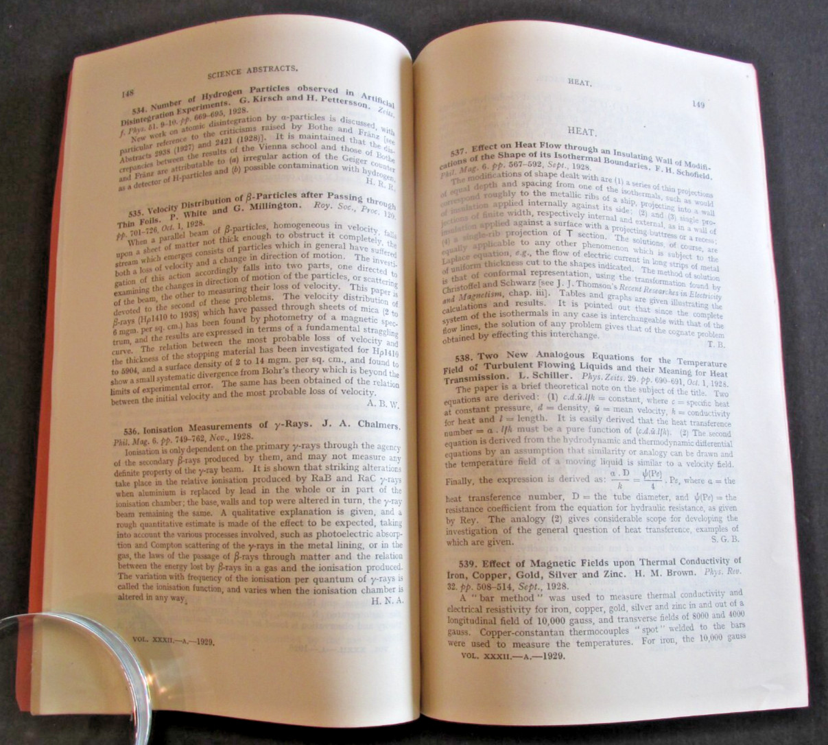 VTG 1929 Science Abstracts Section A. Physics Monthly Booklet 184 Pages