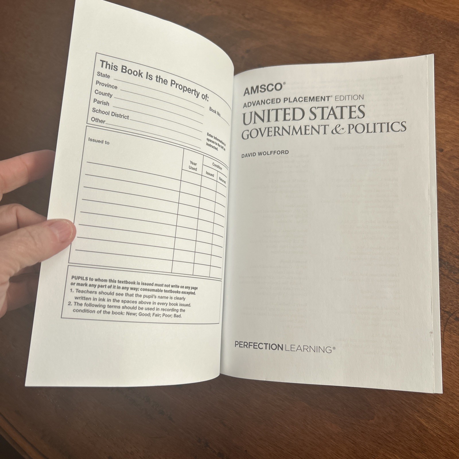 AMSCO Advanced Placement Edition United States Government & Politics Perfection