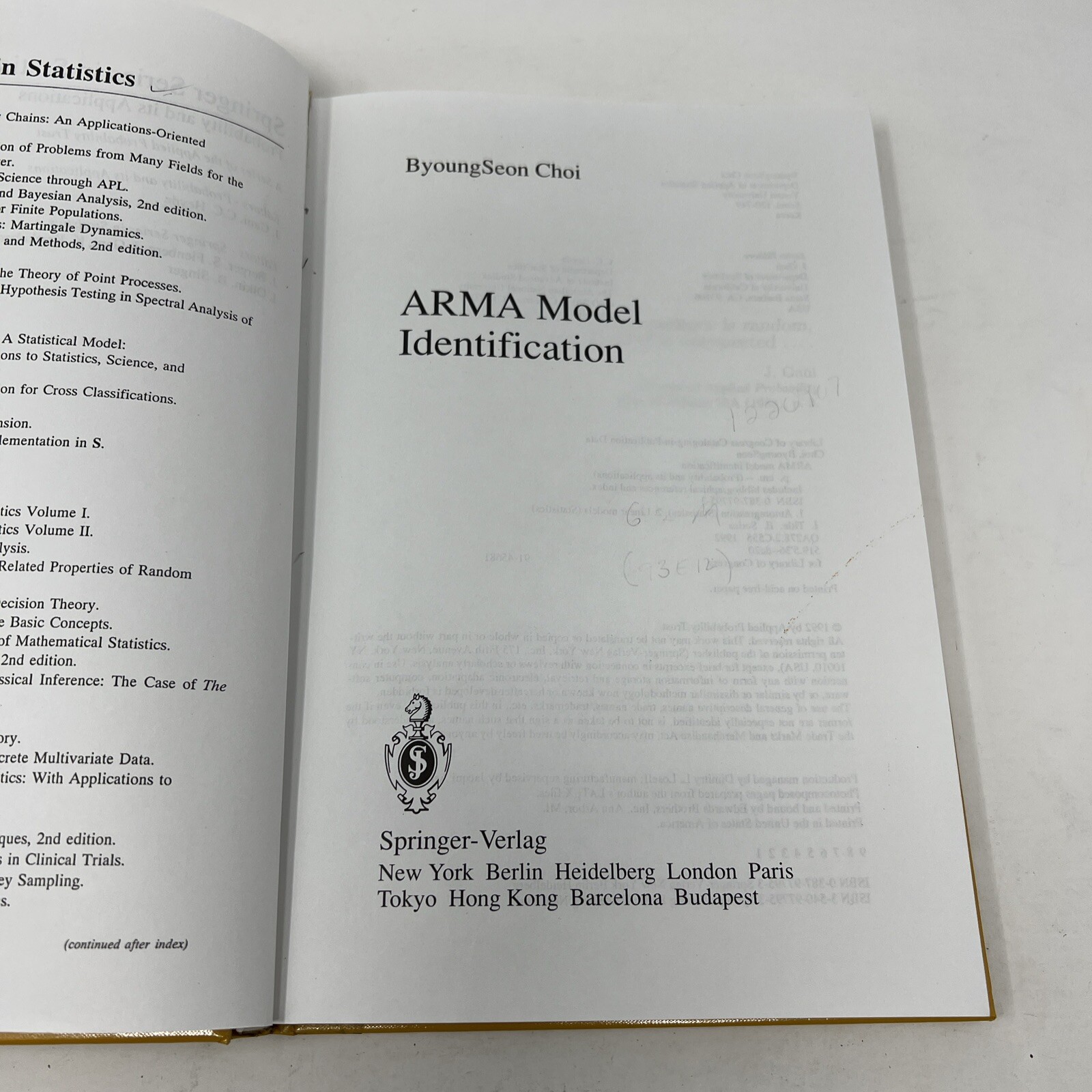 Springer Series in Statistics Ser.: ARMA Model Identification by B. K. Choi…