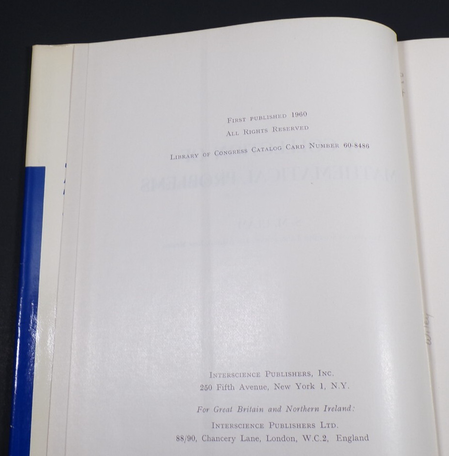 1st edition A Collection of Mathematical Problems by Stan Ulam Manhatten Project