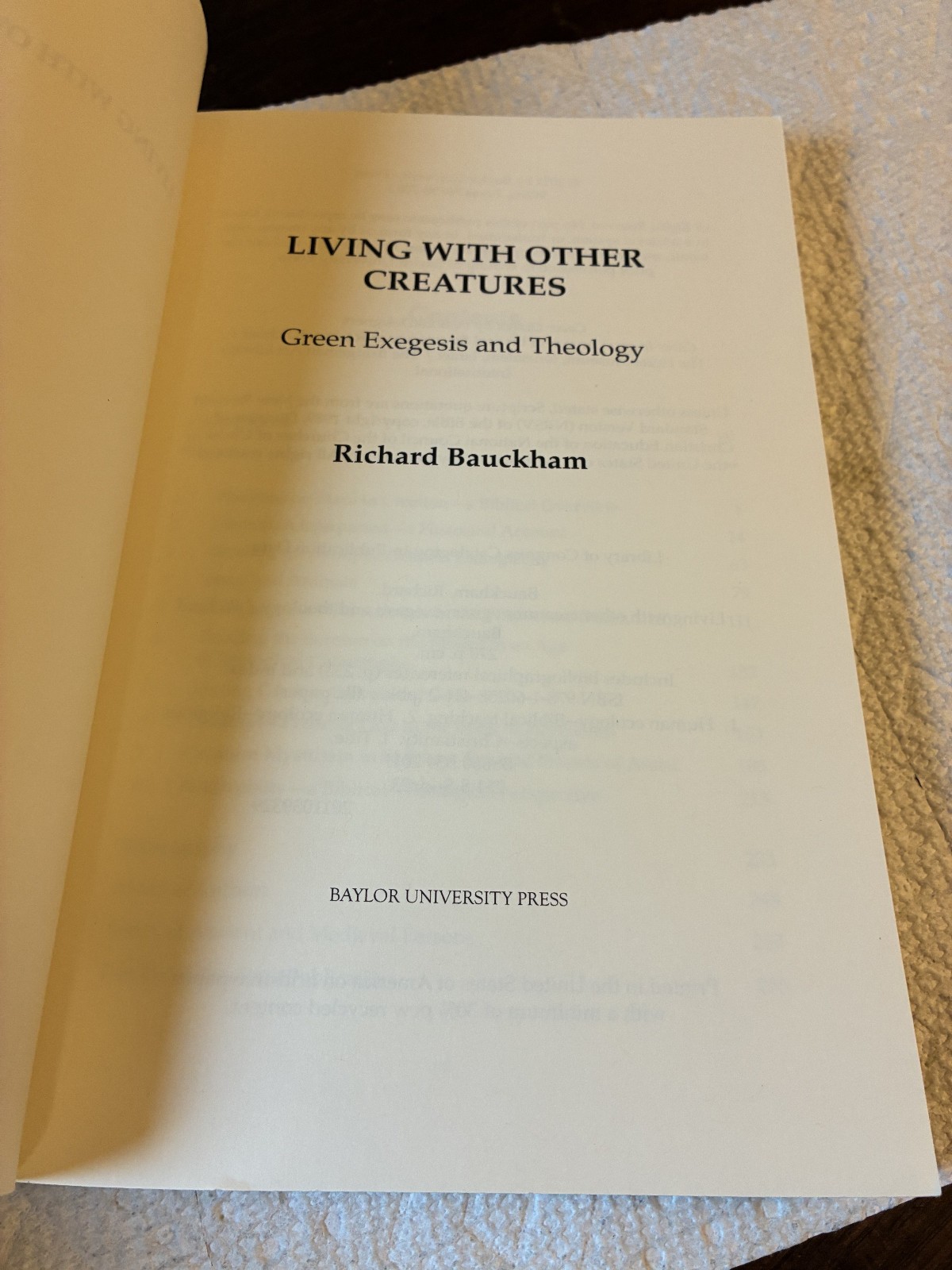 Living With Other Creatures, SC Book, Richard Bauckham, Theology