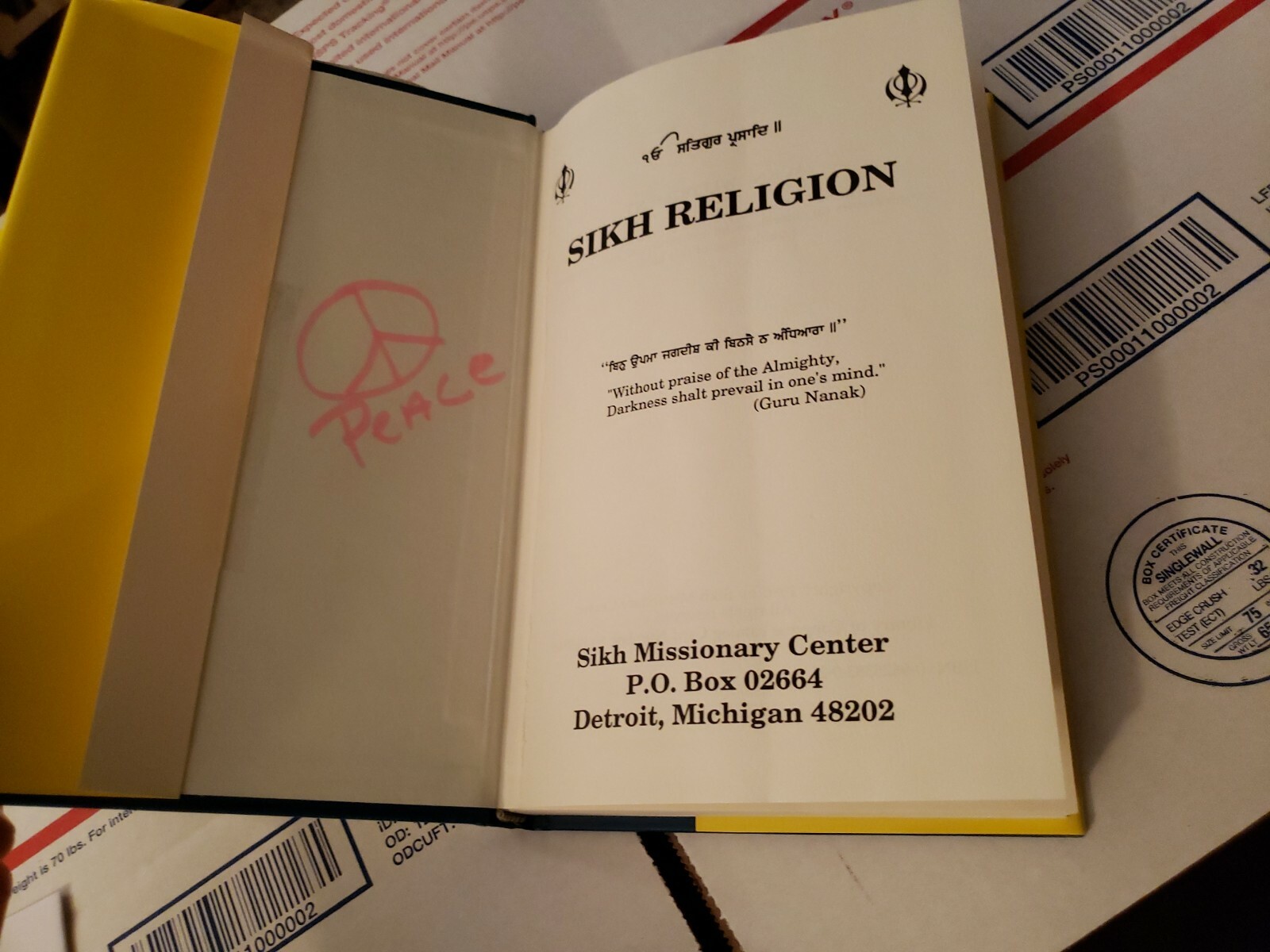 Sikh Religion Missionary Center Detroit,MI Hardcover book RARE 1990