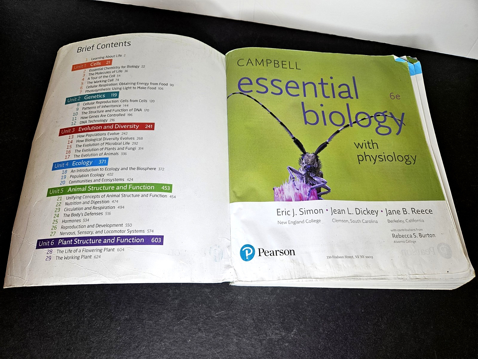 Campbell ESSENTIAL BIOLOGY with Physiology, 6th Ed by Simon, 2019 PB, Used