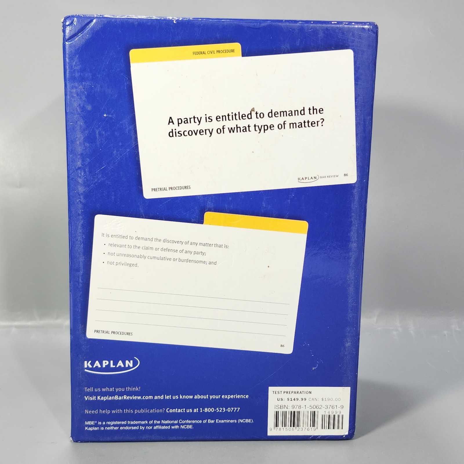 Kaplan Bar Review Law School Study Exam Prep MBE Flashcards 700 Card Box Set