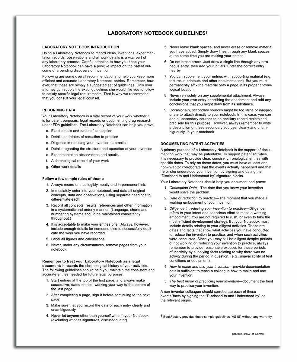 Lab Notebook/Laboratory Notebook – Professional Grade – 240 Pages 8” x 10” …