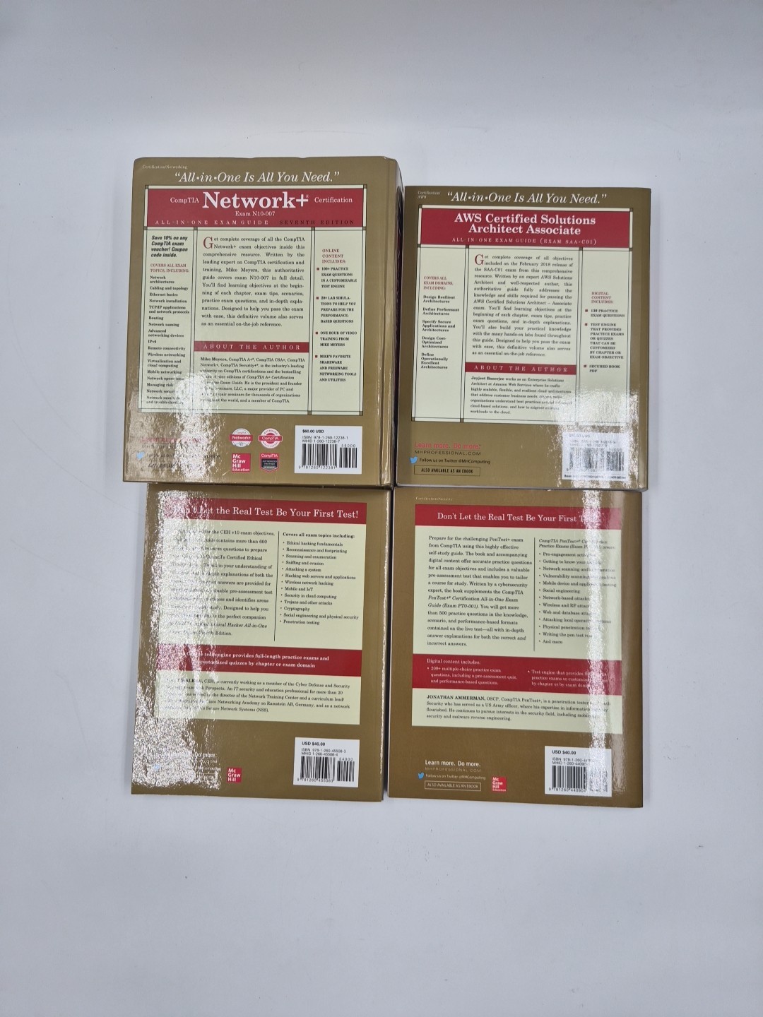 Lot of 4 All-In-One CompTIA Network Mike Meyers AWS Certified Sol CEH PenTest+