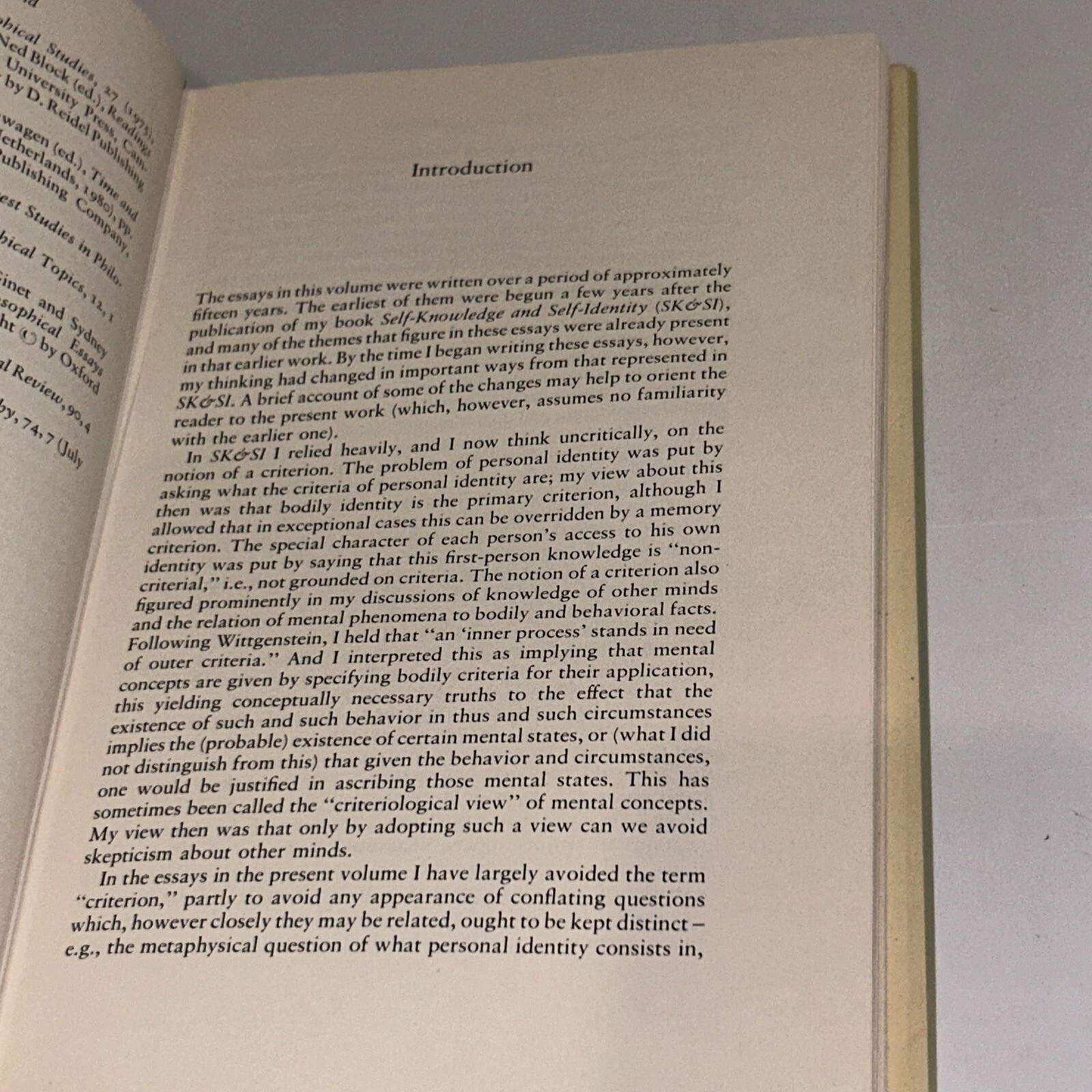 Identity, Cause, and Mind: Philosophical Essays By Sydney Shoemaker (1984, HC)
