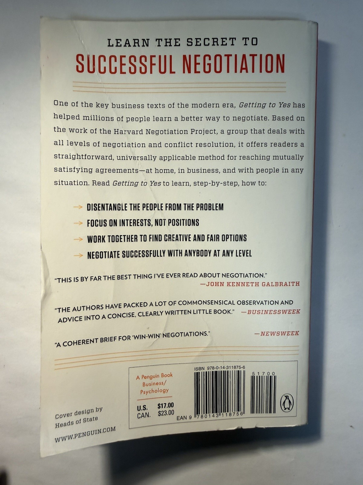 Getting to Yes 3rd Edition 2011 PB Fisher Ury Patton Harvard Negotiation Project