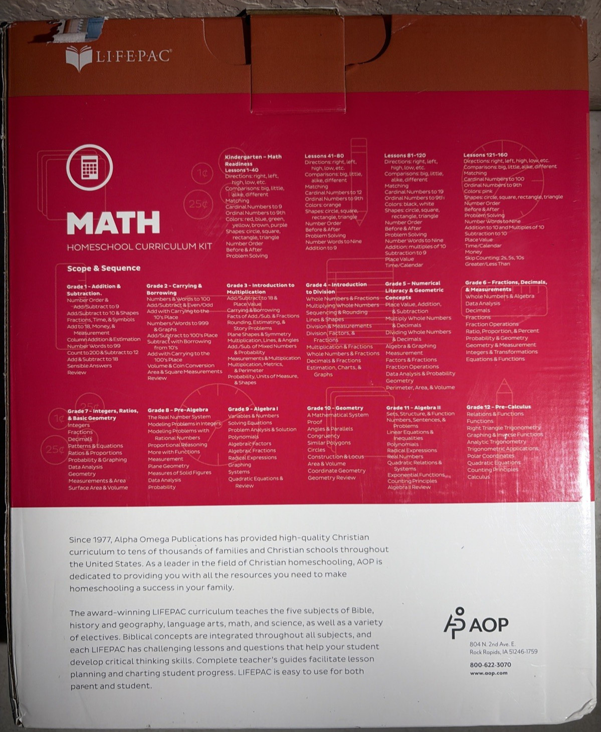 AOP Lifepac Math Homeschool Curriculum Kit 1st Grade Book (Missing Unit 1)