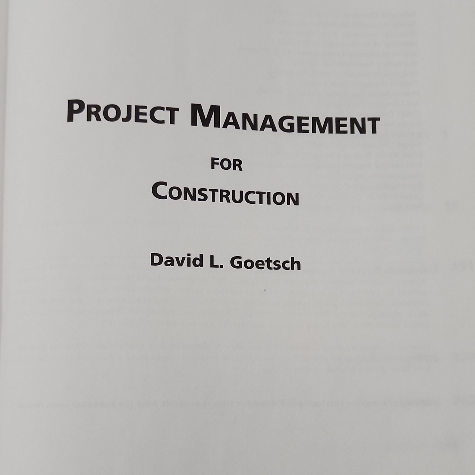 Pearson Project Management for Construction by David L. Goetsch Hardcover
