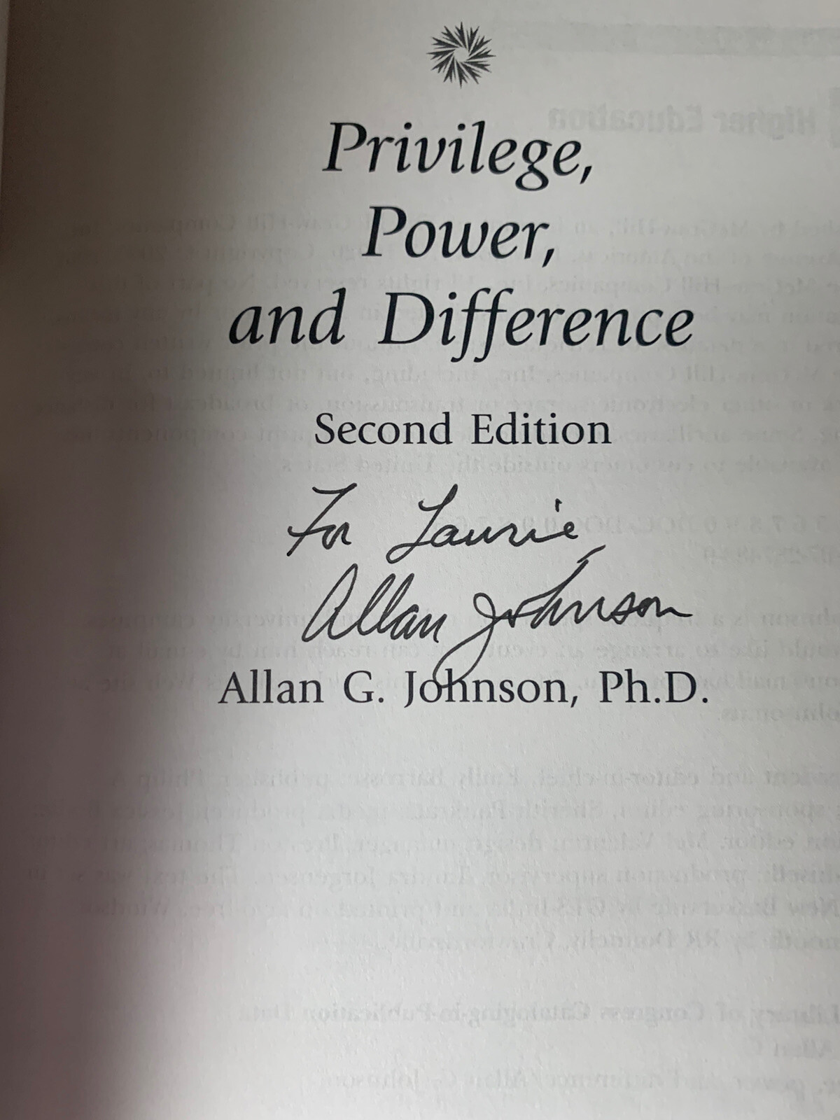 Privilege, Power, and Difference by Allan G. Johnson (2005, AUTOGRAPHED