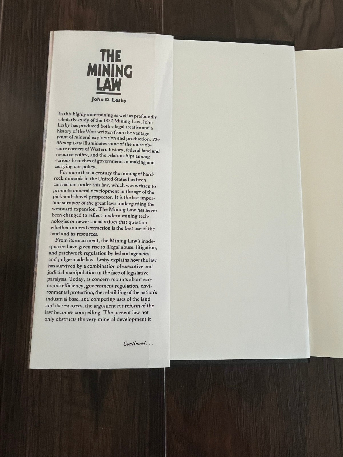 Mining Law: A Study in Perpetual Motion by ASU Law Prof John D. Leshy HCDJ 1987