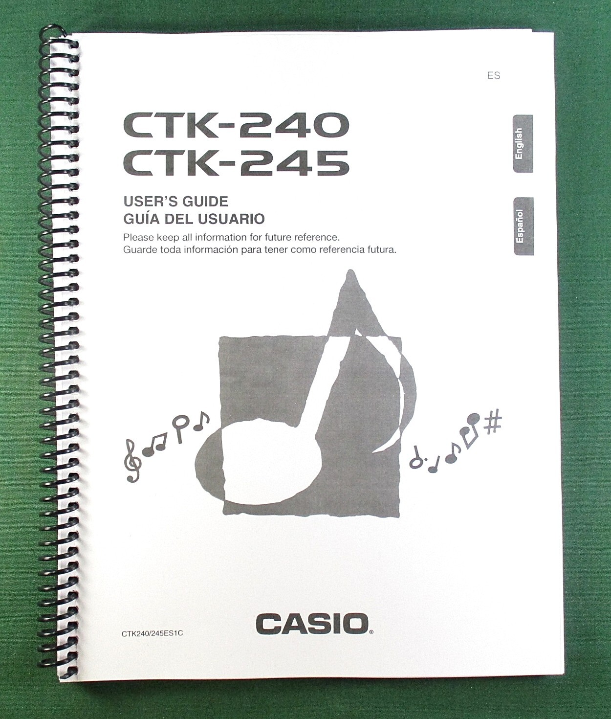 Casio CTK-240 Instruction Manual: 46 Pages Coil Bound & Protective Covers!