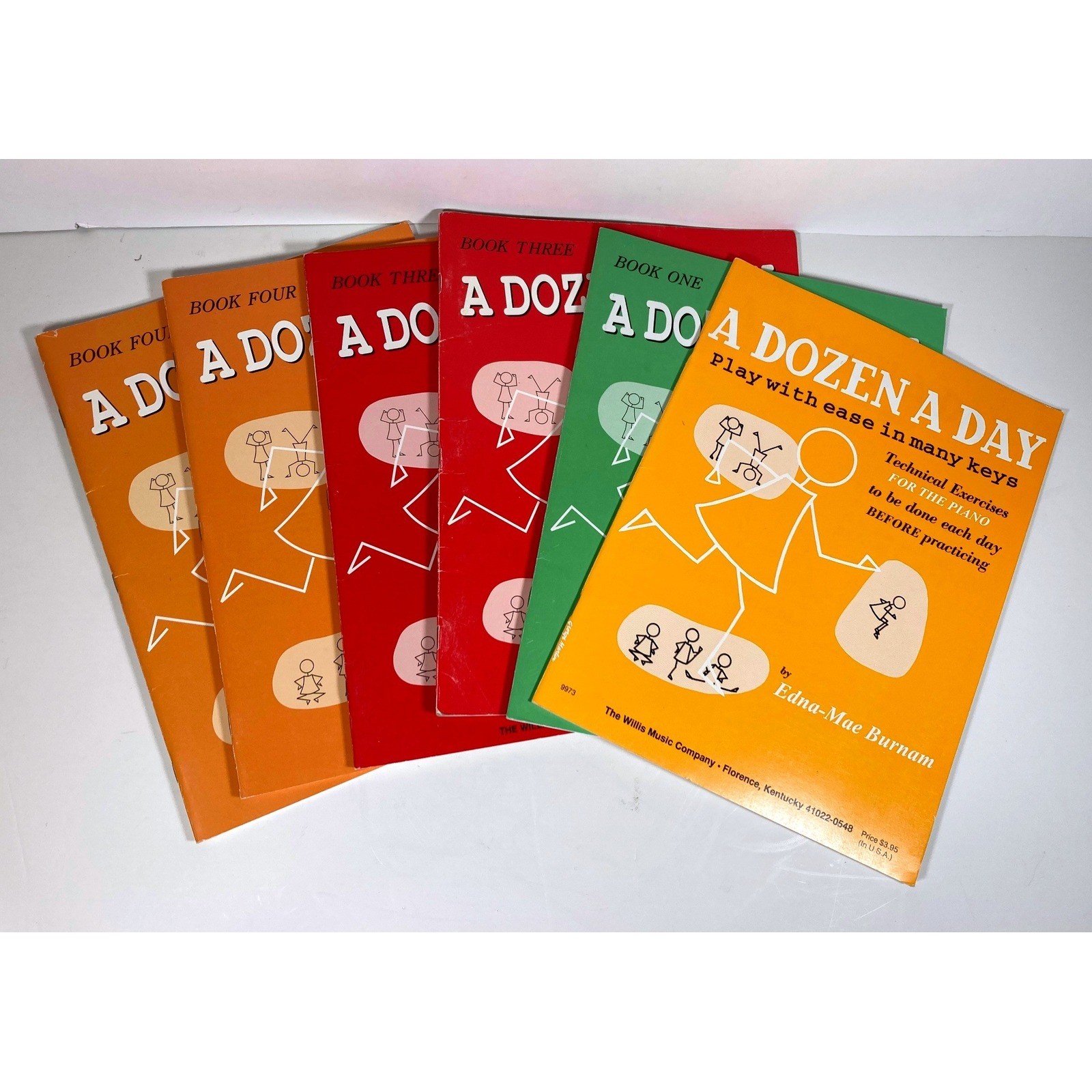 A Dozen A Day Piano Technical Exercises Edna-Mae Burnam Books 1 3 4 Lot of 6