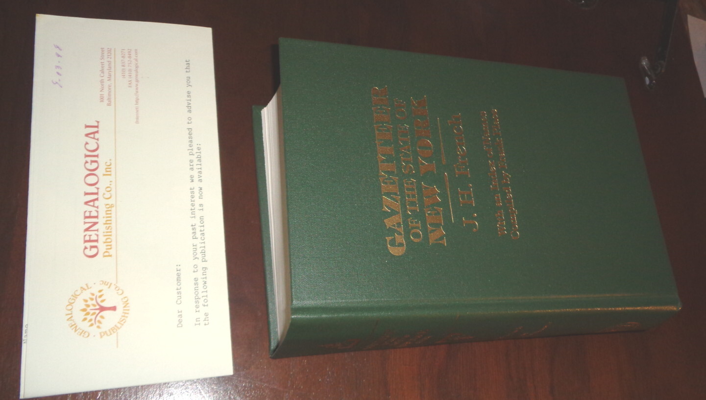 GAZETTEER OF THE STATE OF NEW YORK 1860 HC 1998 J H French EXC Genealogical Soc.