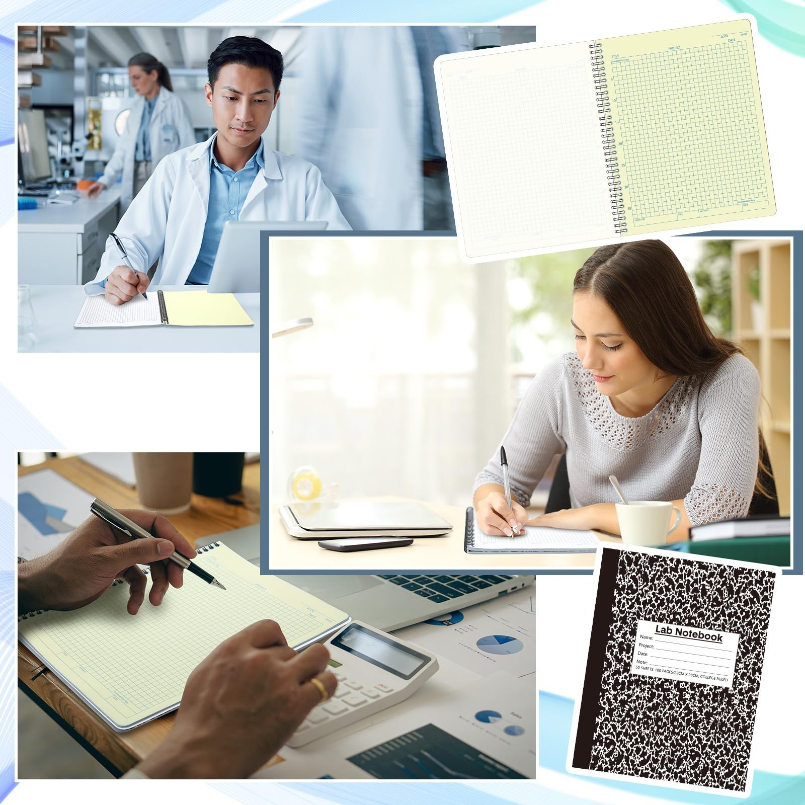 2 Pack Carbonless Lab Notebook Carbon Copy 8.5” x 11” 50 Sets of Pages 100 …