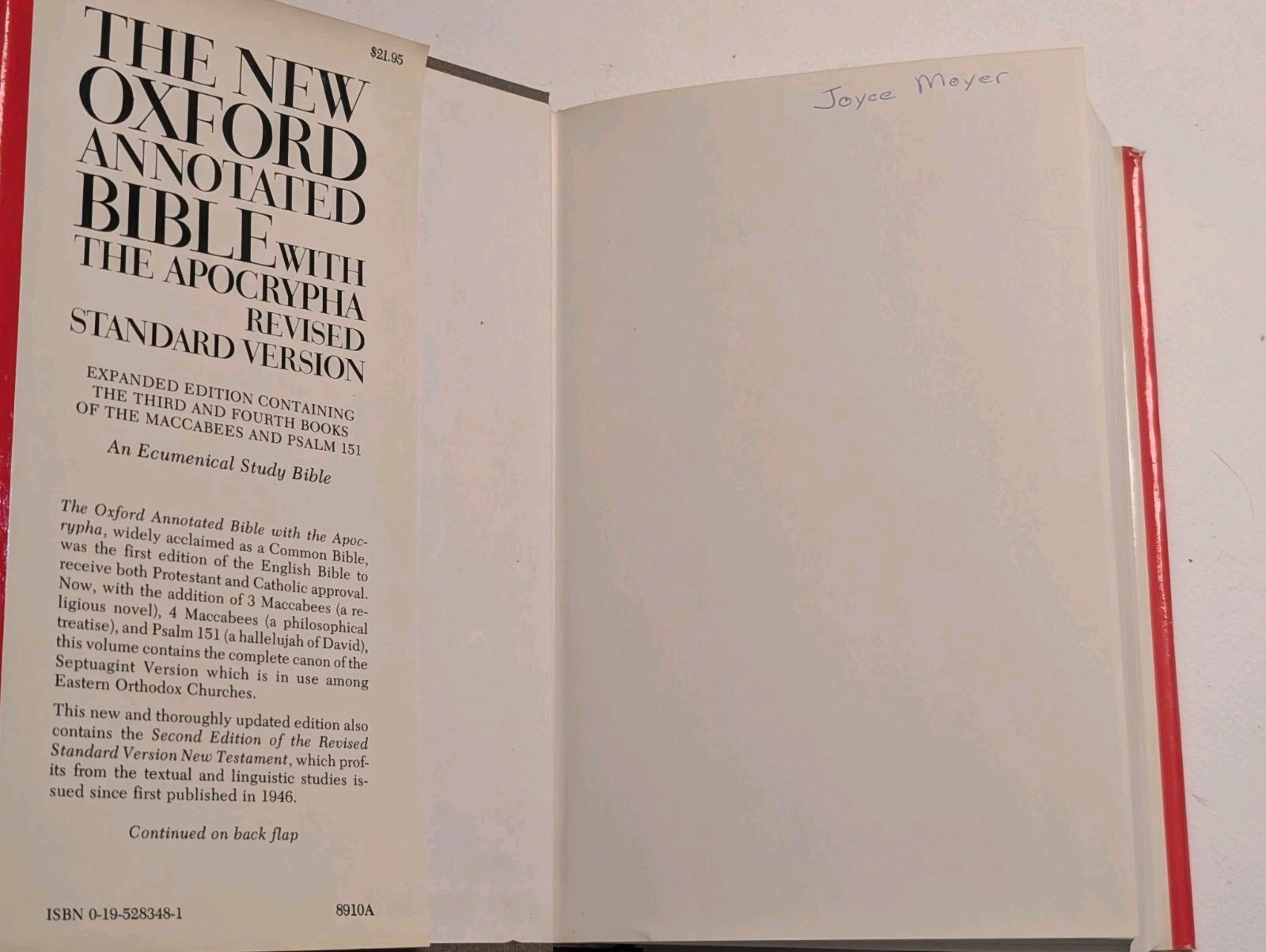 New Oxford Annotated Bible with Apocrypha RSV Hardcover 1977 EXPANDED EDITION