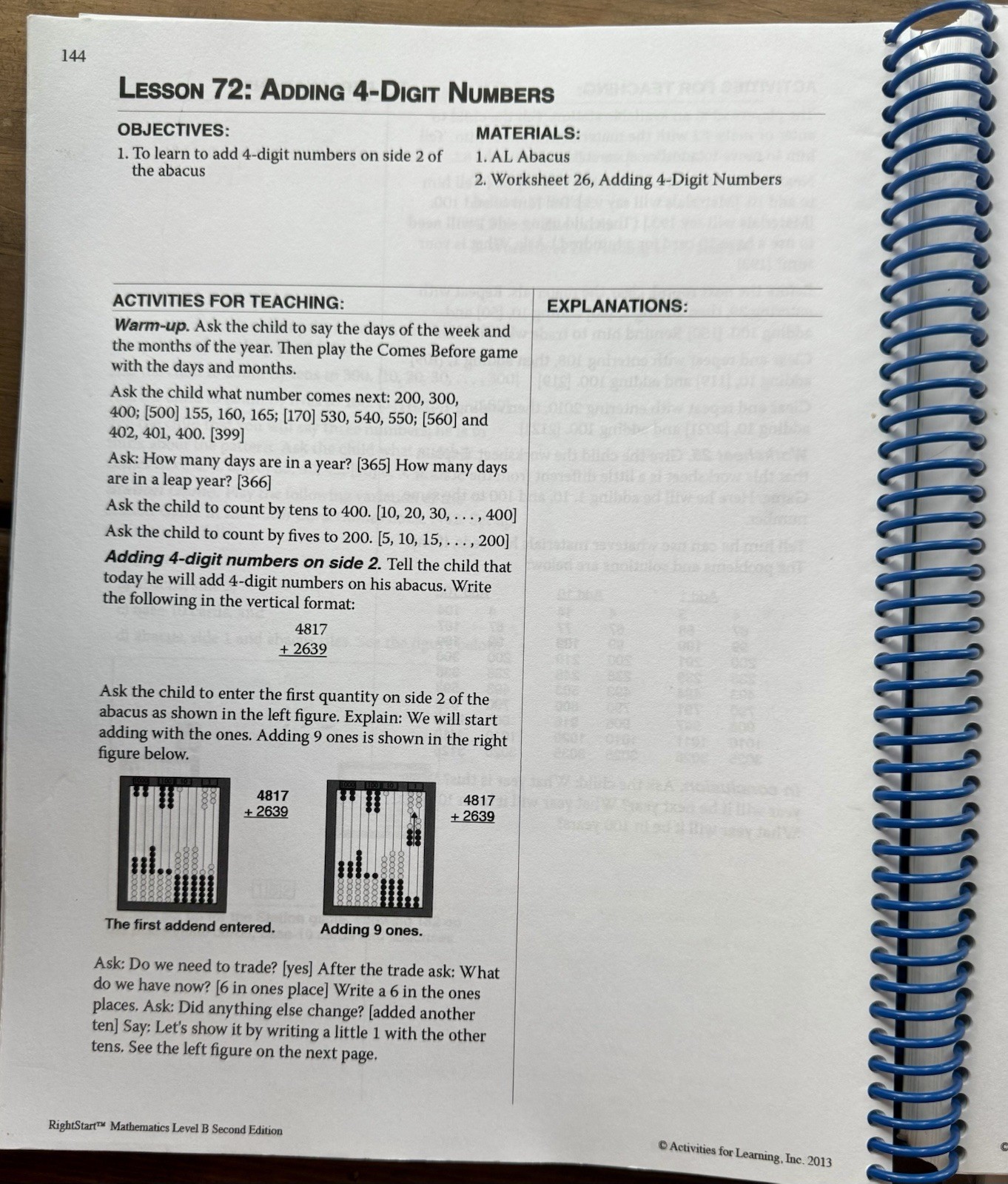 Right Start Mathematics Lessons Level B: 2nd Edition Math