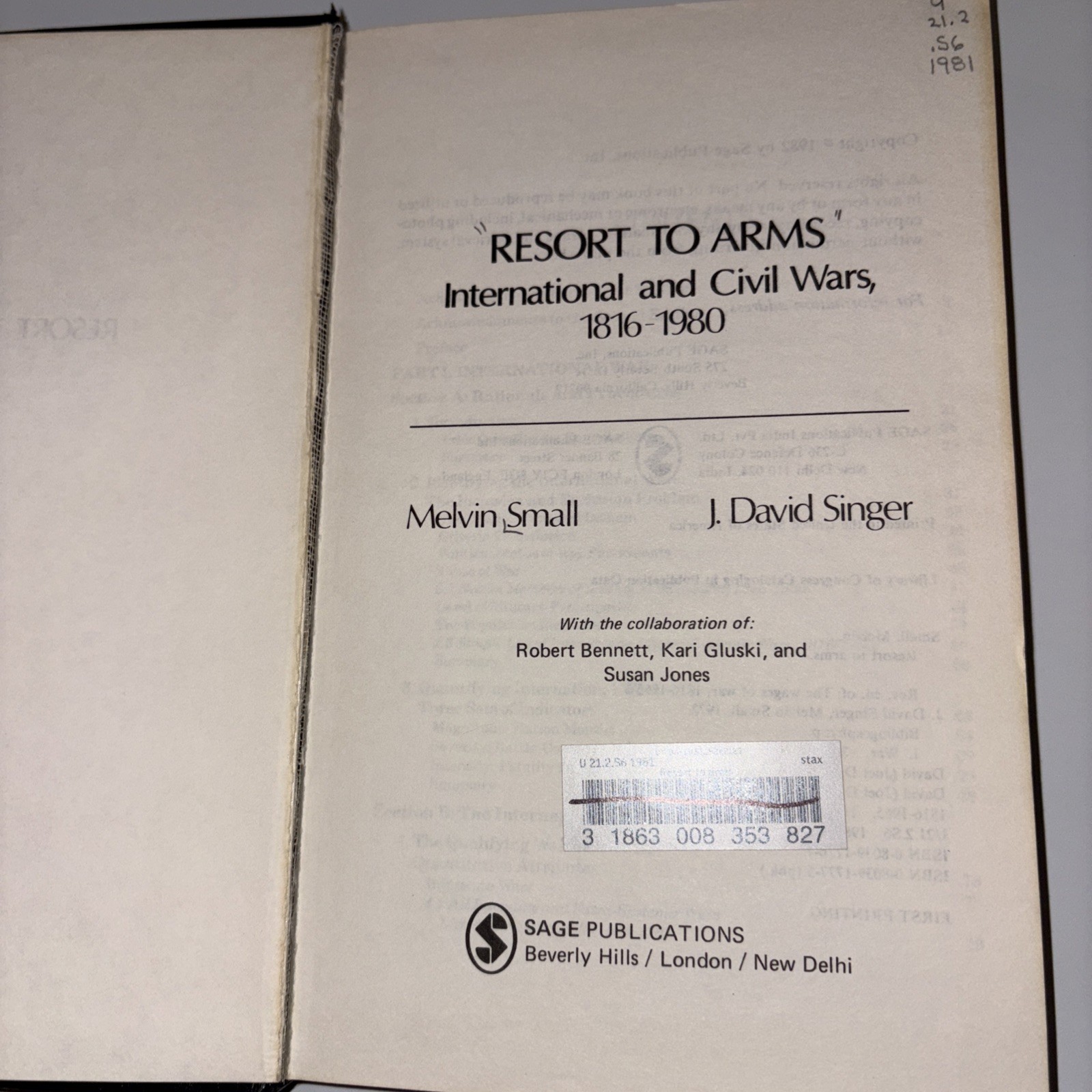 Resort to Arms: International and Civil Wars, 1816-1980