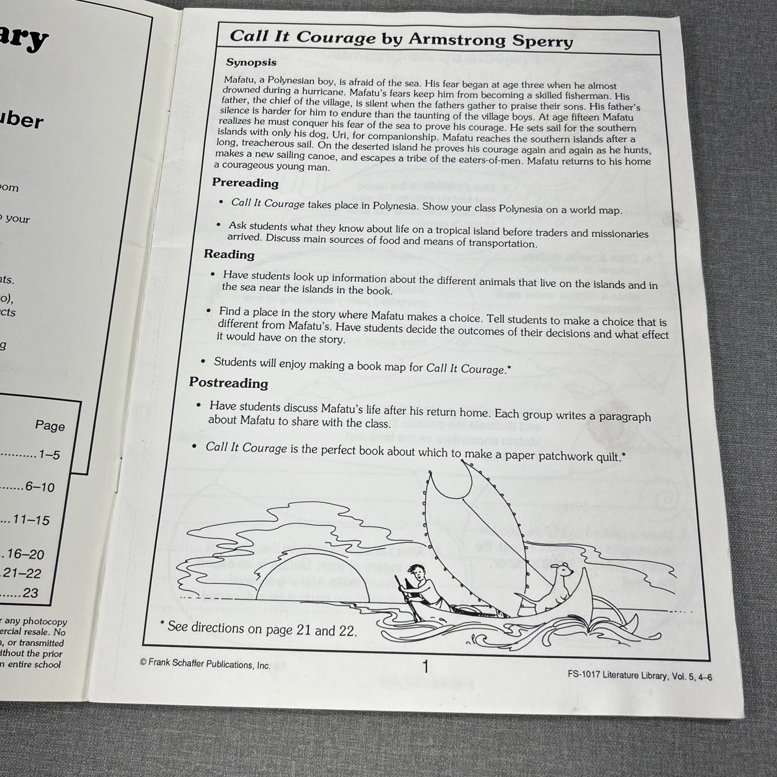 Literature Library Volume 5 Creative Ideas & Activity Sheets 1990 Workbook