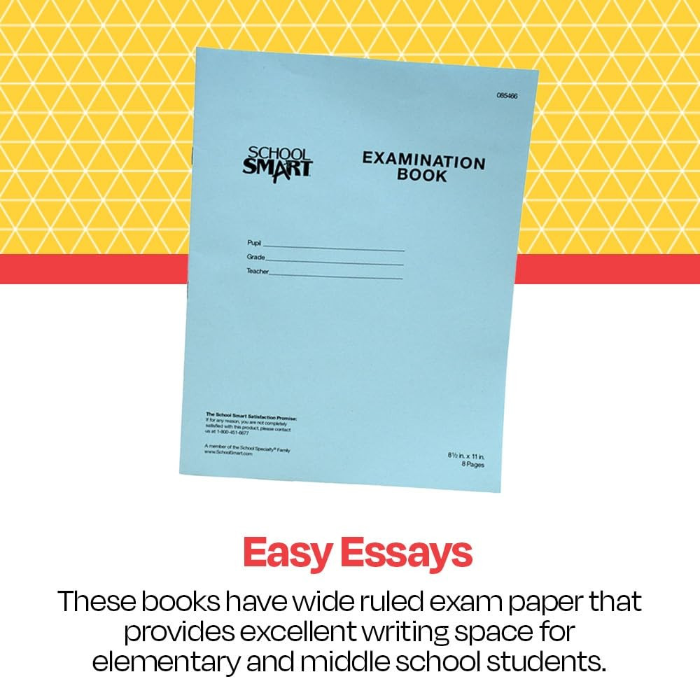 Examination Blue Book with 8 Pages, 8-1/2 X 11 Inches, Pack of 100 Books