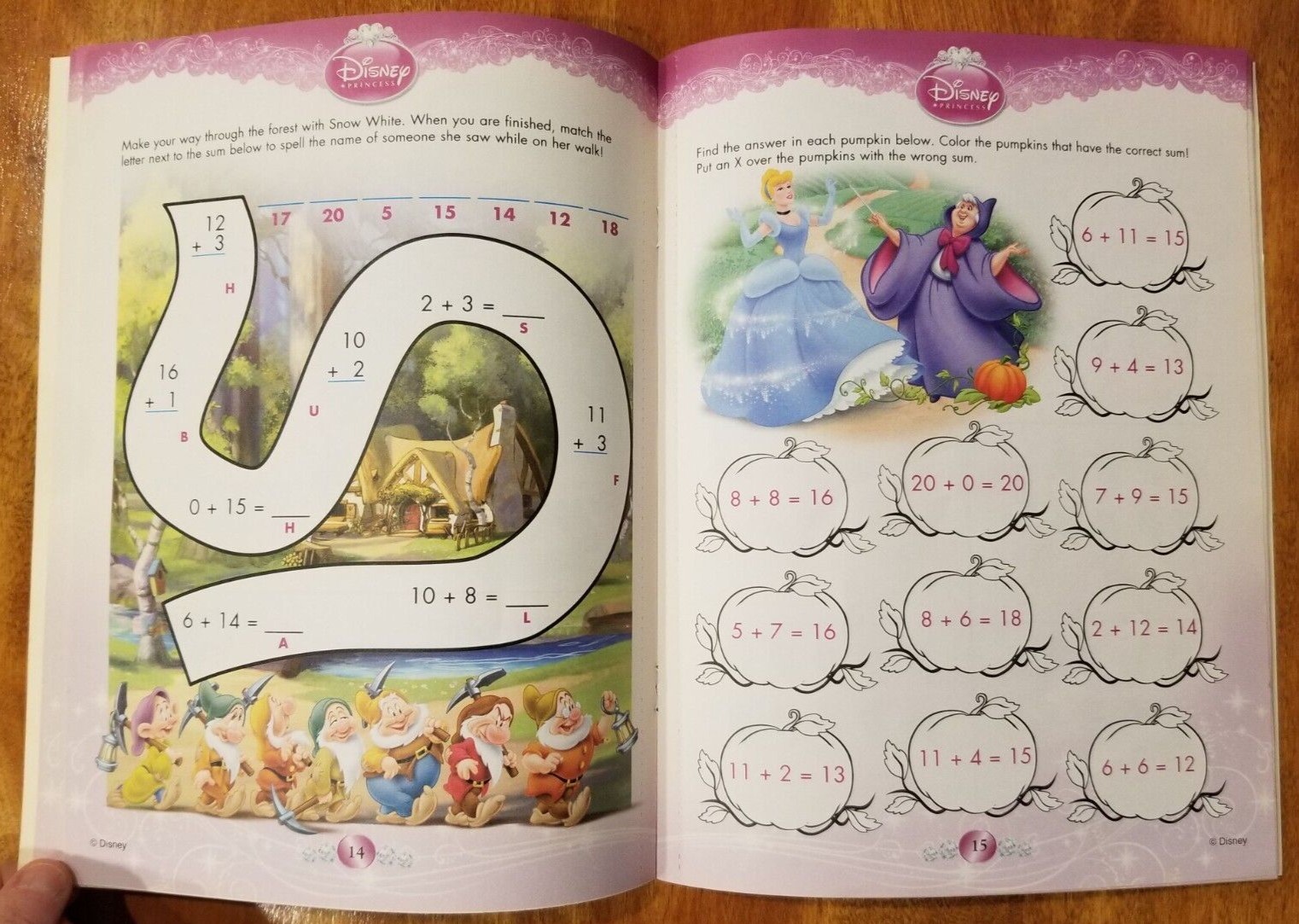 Disney Princess Addition & Subtraction Math Workbook 32 pages UNUSED