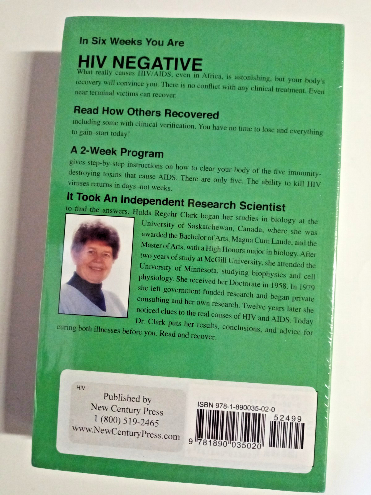 Cure for HIV and Aids : With over 75 Case Histories by Hulda Regehr Clark (1993,