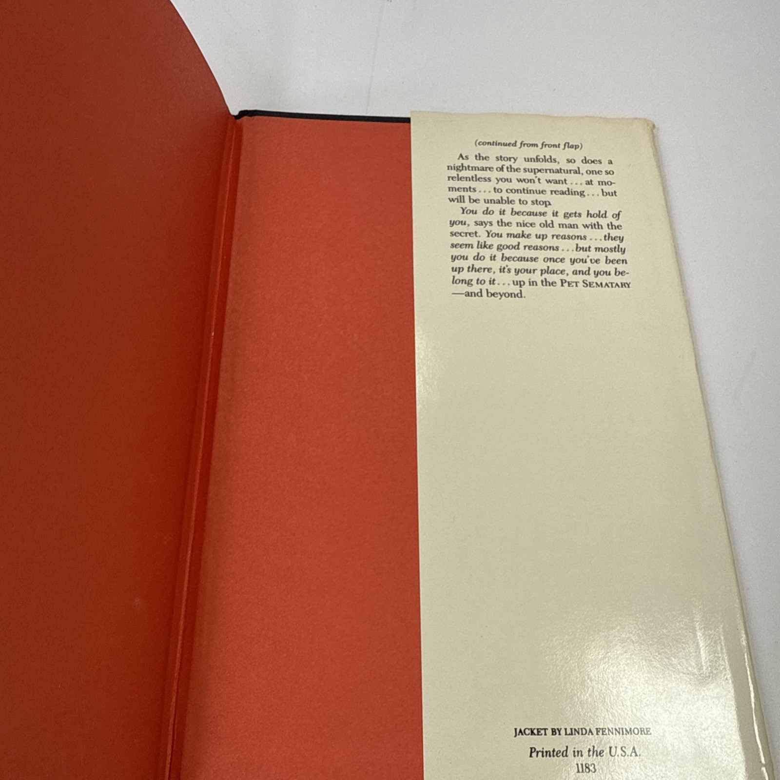 Pet Sematary by Stephen King Doubleday 1983 (Y43 Gutter Code)