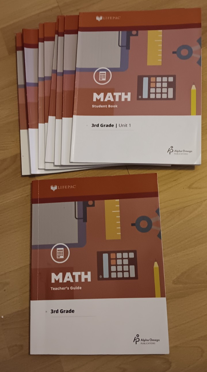 Lifepac Math, 3rd grade set, Units 1-10 (Missing 2&10) Plus Teacher Guide