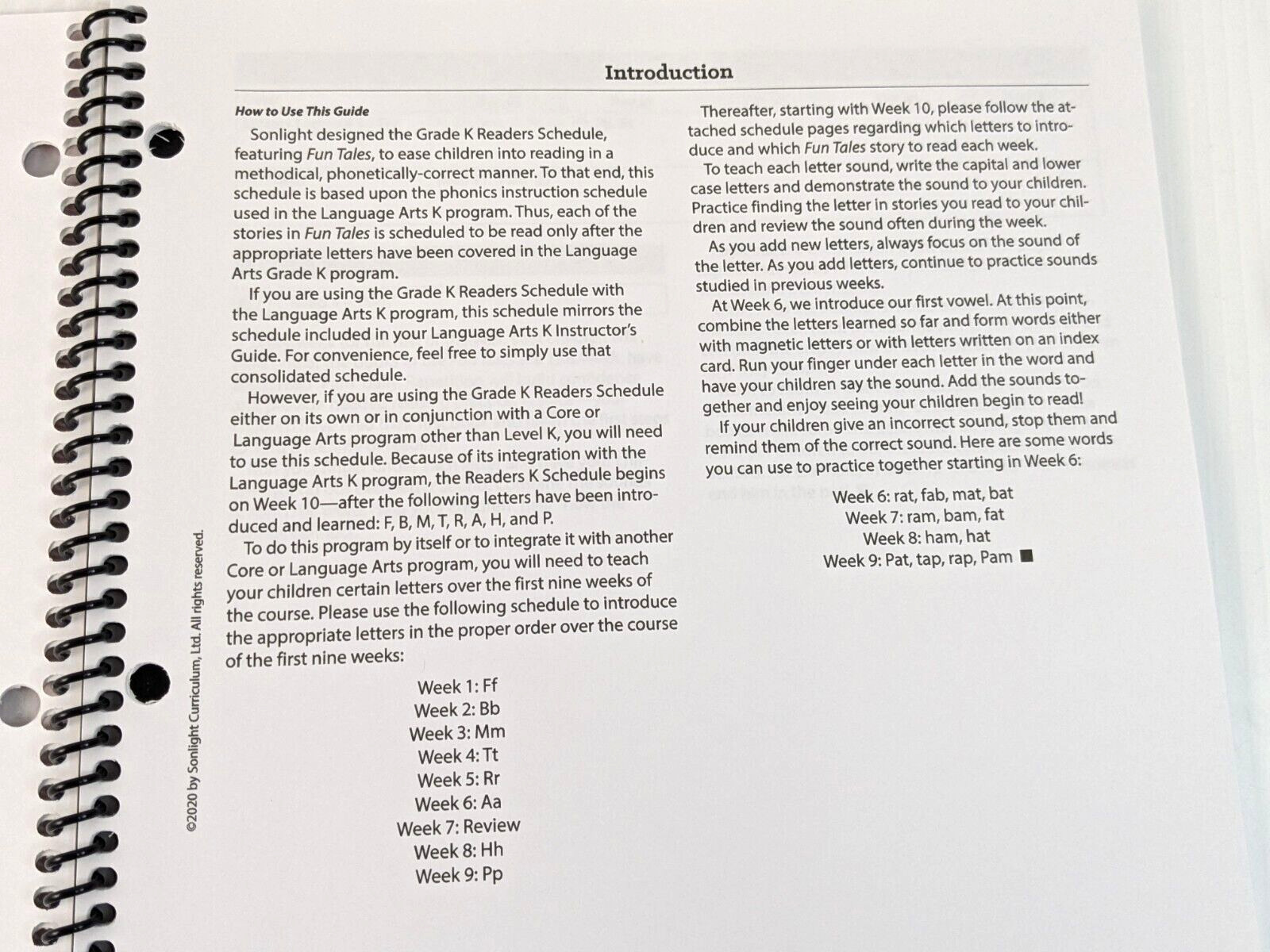 Sonlight K Readers Guide ONLY Schedule 1st 2nd 3rd Grade Homeschool Readers