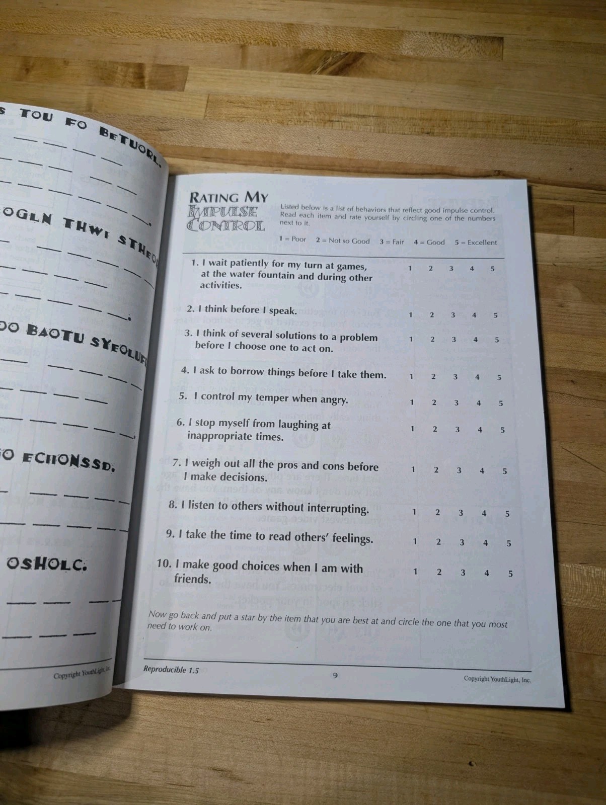 Impulse Control Activities Worksheets Middle School Students Grade 6 7 8