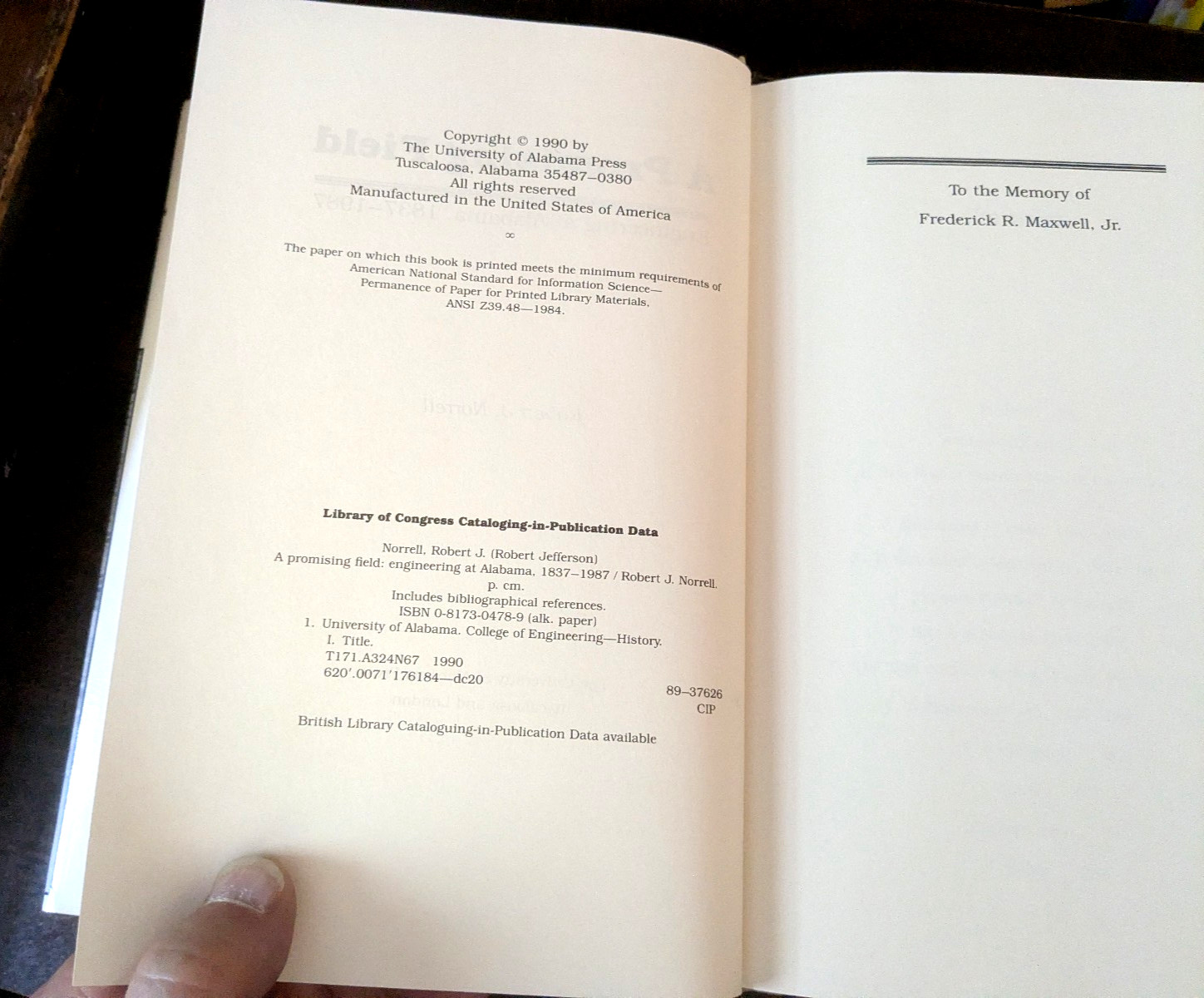 A Promising Field Engineering At Alabama 1837 – 1987 Robert J. Norrell Hardcover
