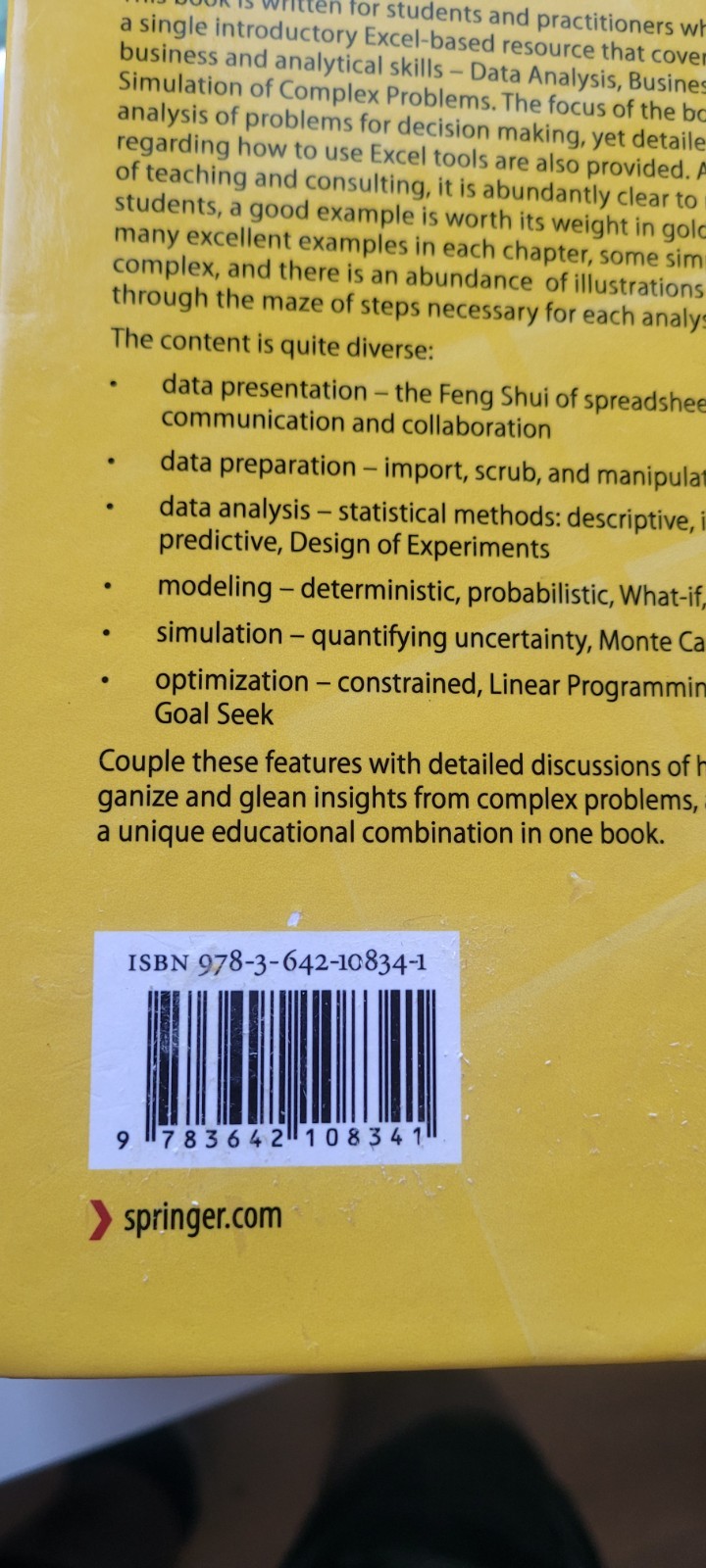 Excel Data Analysis : Modeling and Simulation, Héctor Guerrero Hardback 2010