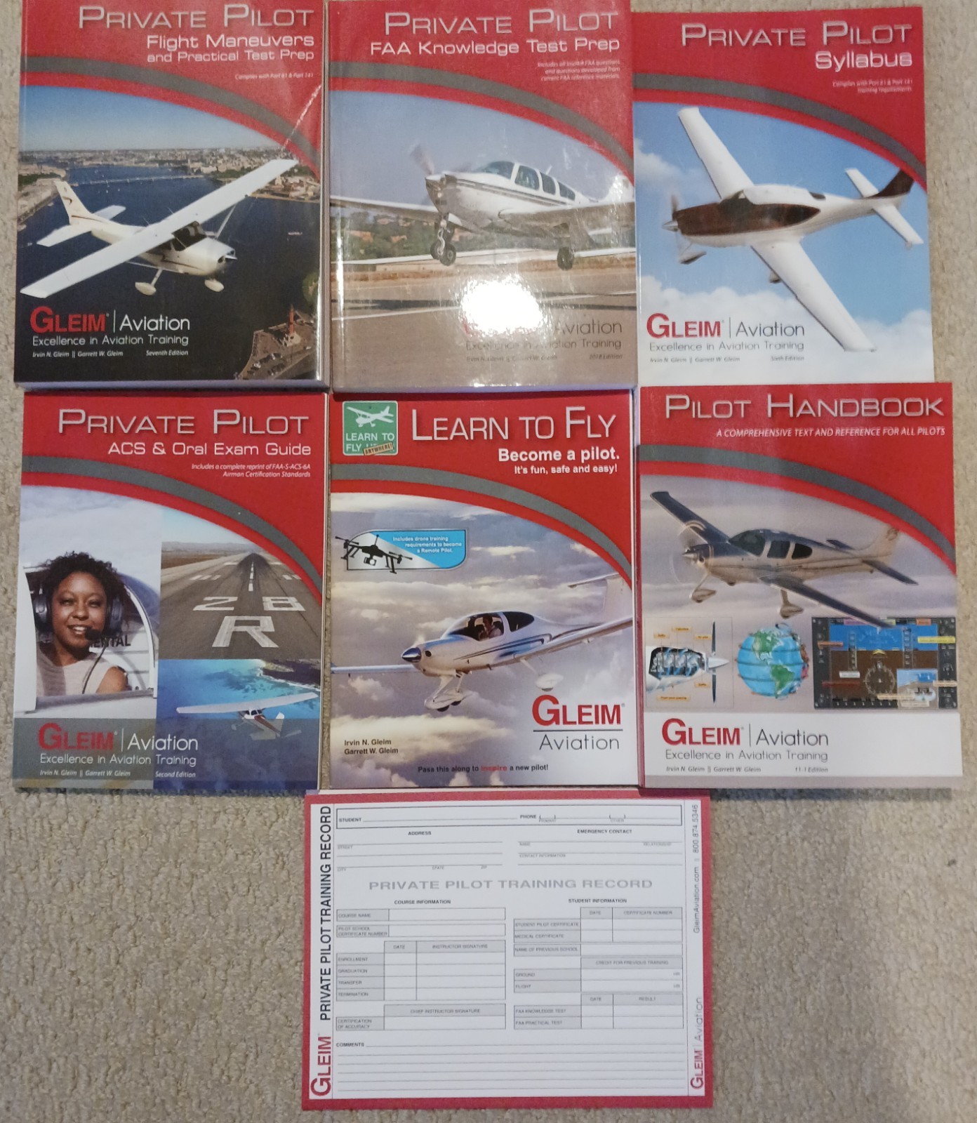 Gleim Private Pilot FAA Knowledge Test Prep 6 Books Training Log New 7th Edition