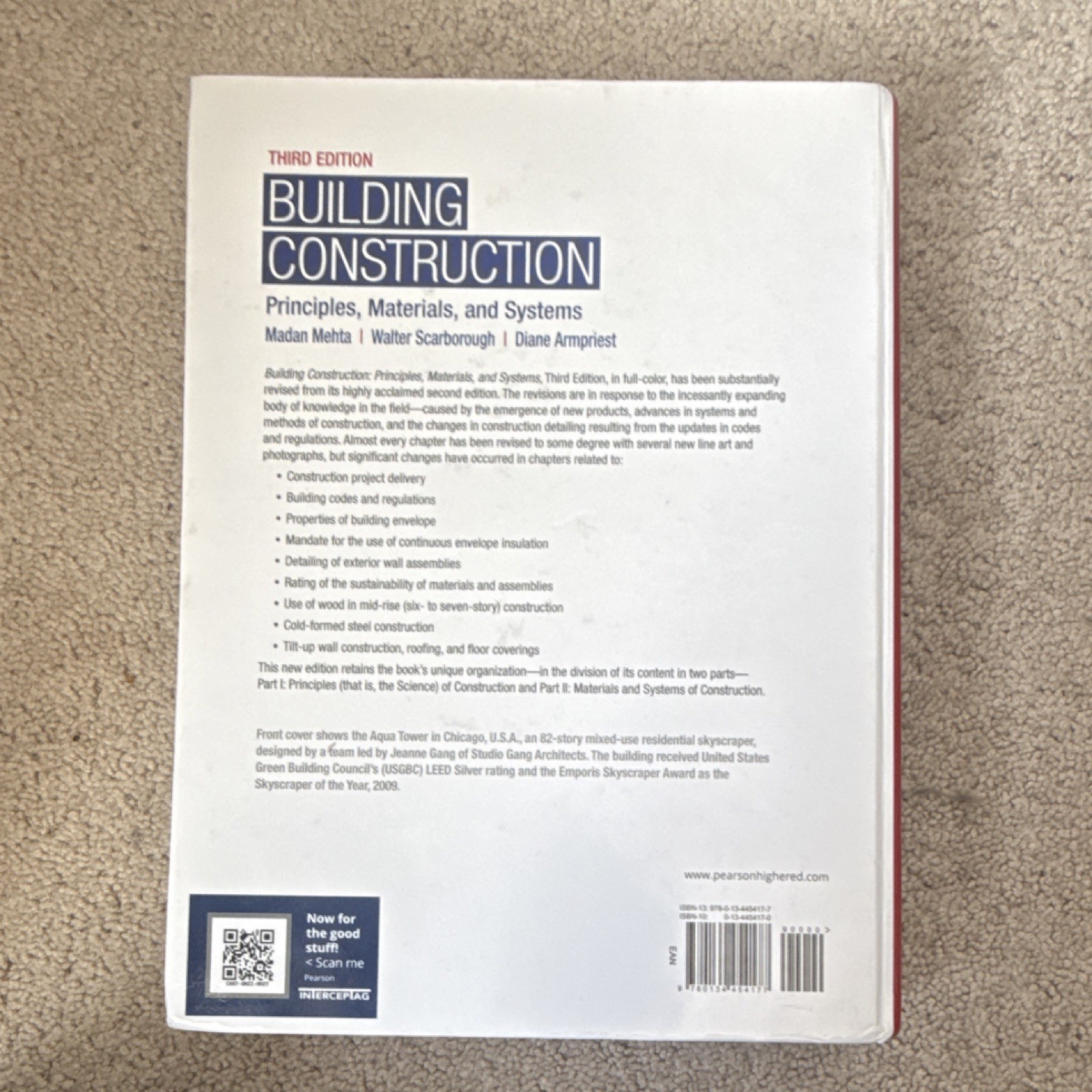 Building Construction: Principles, Materials, and Systems 3rd Ed Mehta Pearson …
