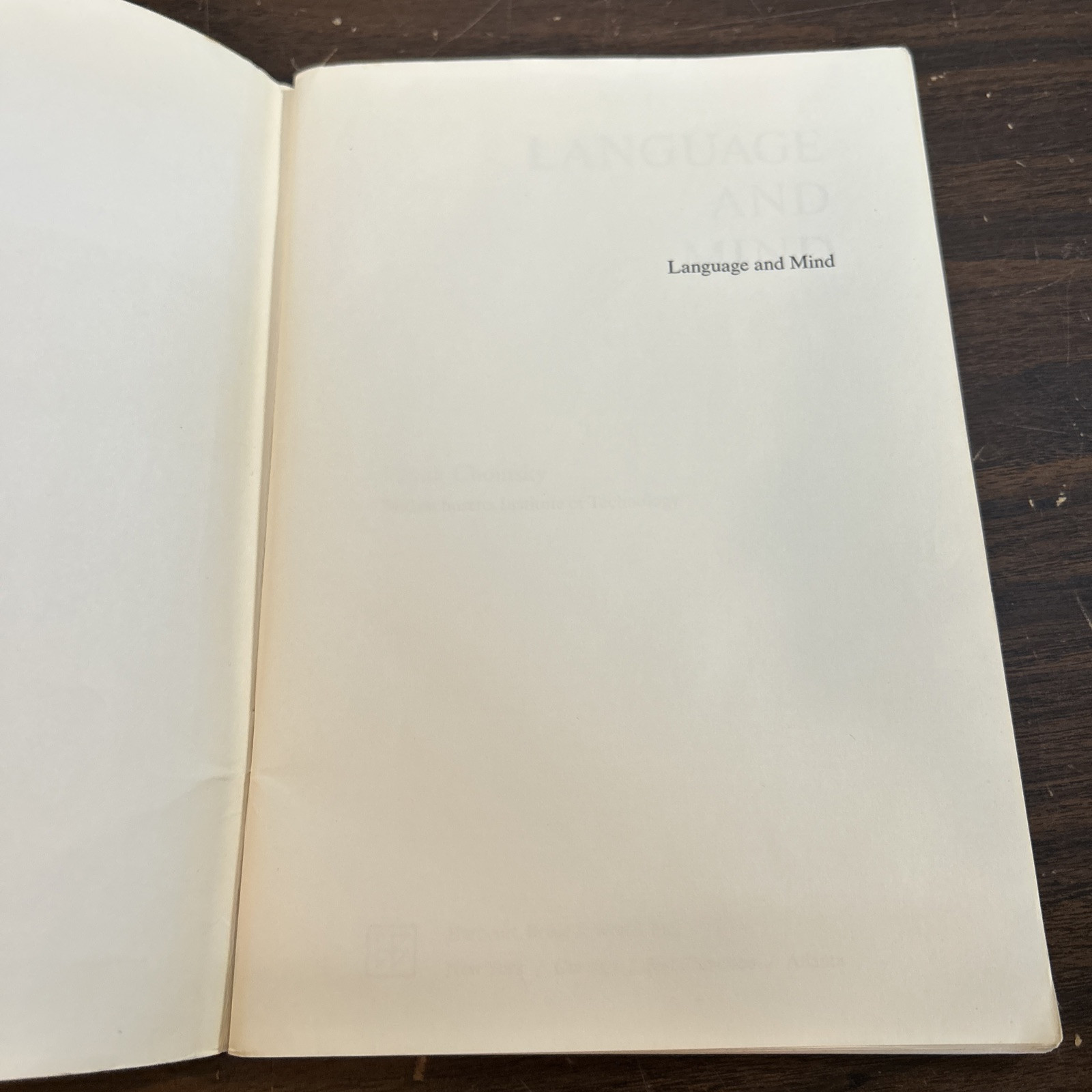 First Edition, Language and Mind, Seminal Work by Noam Chomsky, 1968