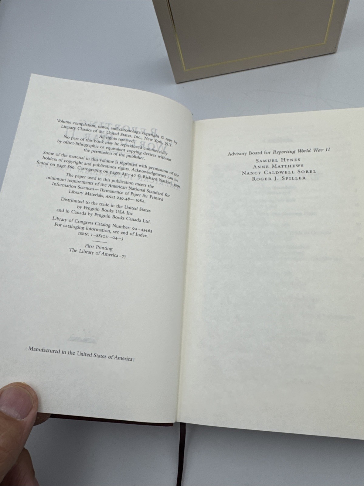 Reporting World War II Vol. 1: Library of America. #77. First Printing. 1995