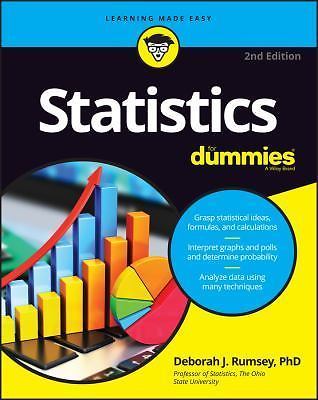 Statistics For Dummies Wiley Paperback, Rumsey, Deborah J. – GOOD