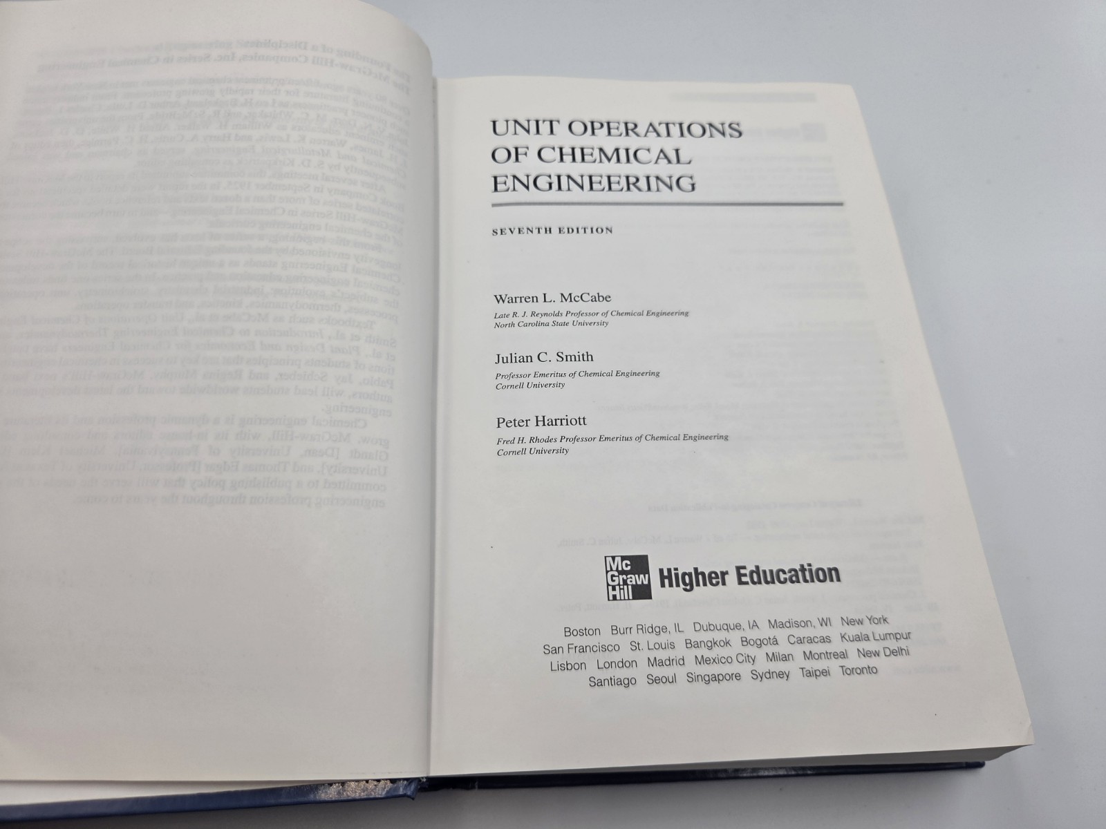 Unit Operations of Chemical Engineering (7th Edition) McCabe Smith Harriott (HC)