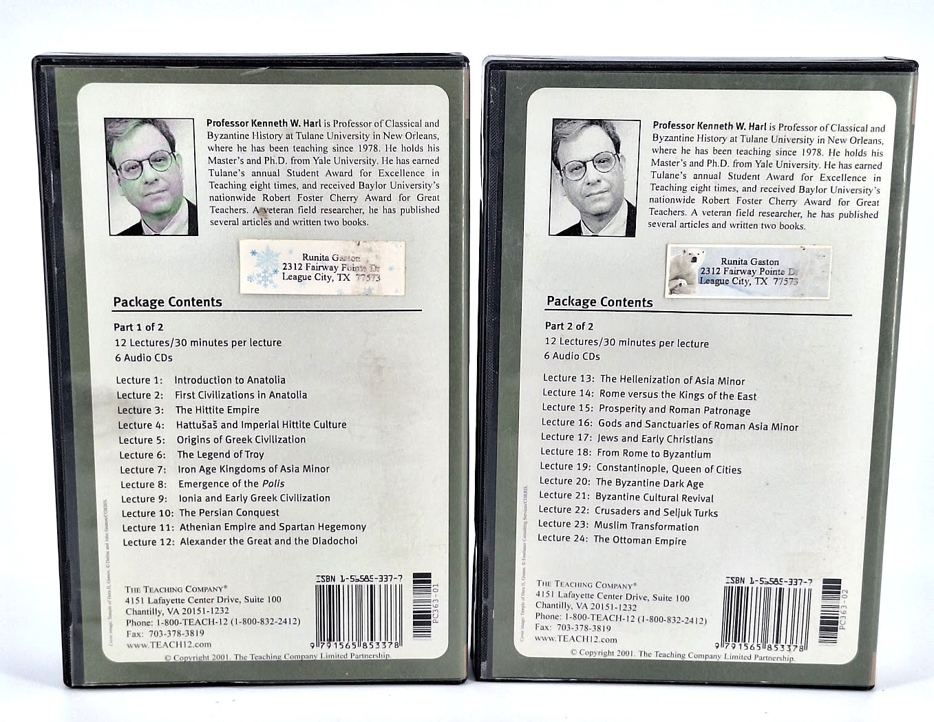 Great Ancient Civilizations Of Asia Minor Part 1 & 2 Prof Harl CD Box Set 2001