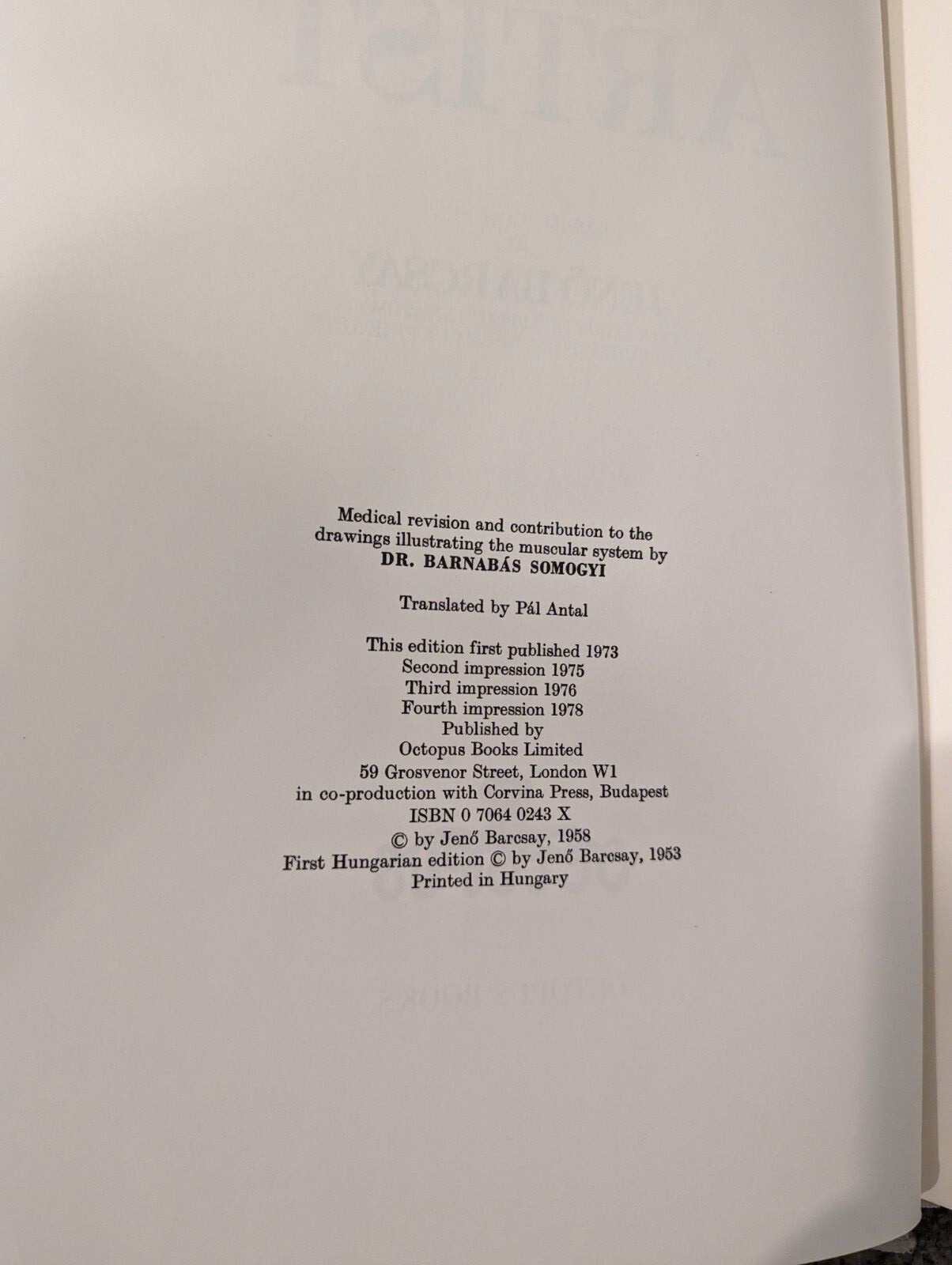 Anatomy for the Artist Jeno Barcsay 1978 Edition 288 Pages HARDCOVER