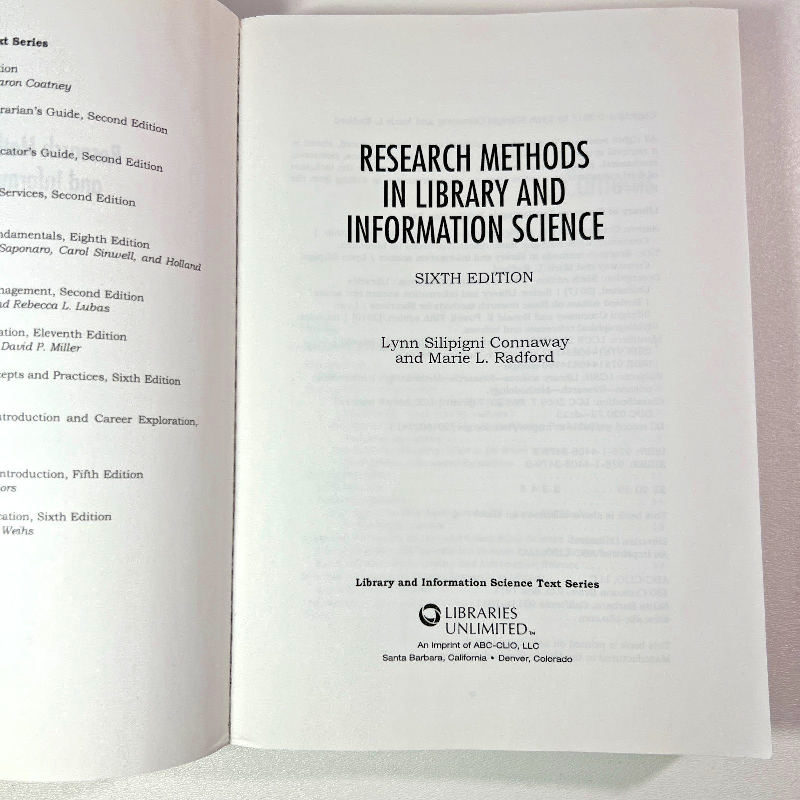 Research Methods in Library and Information Science Connaway Radford Paperback