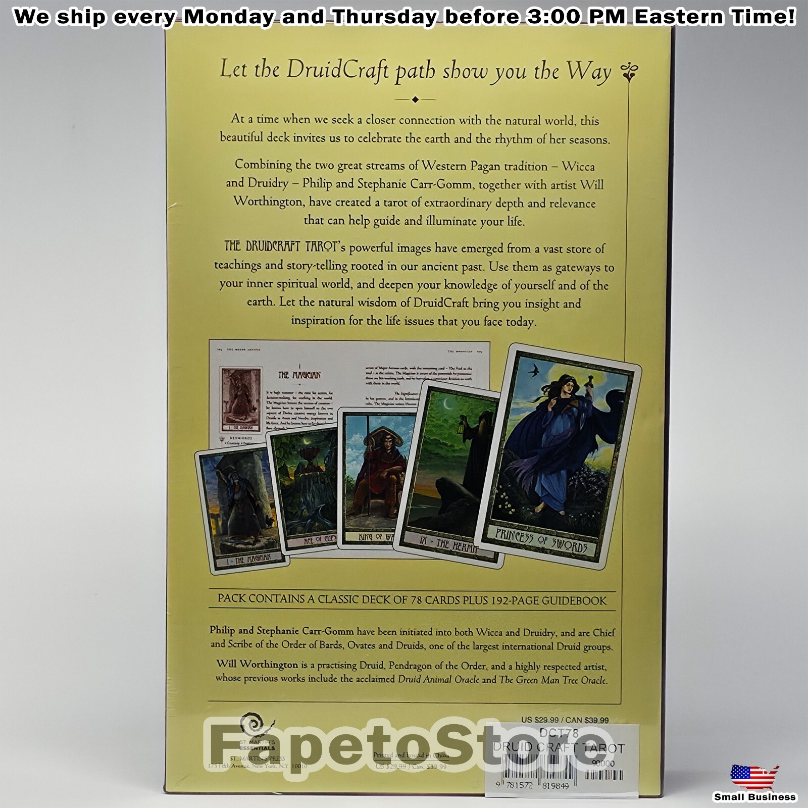 The Druid Craft Tarot Deck by Philip Carr-Gomm, Plus 192 pages Guide Book